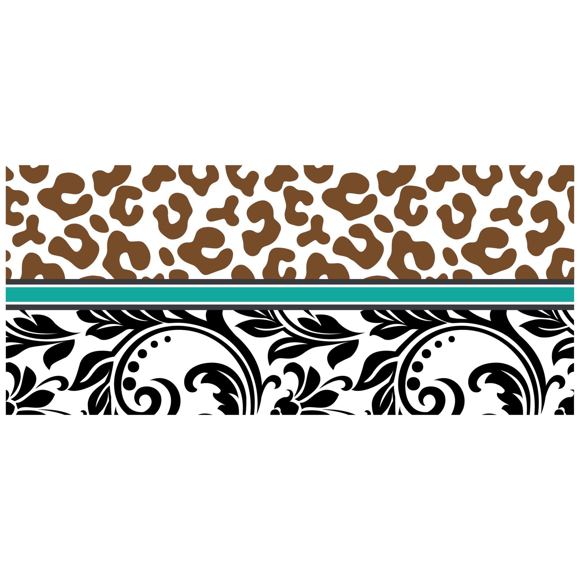 UV DTF Sticker print. Leopard western floral wrap w/ teal accent decal, tumbler decal,UV wrap for glass can tumbler#5269
