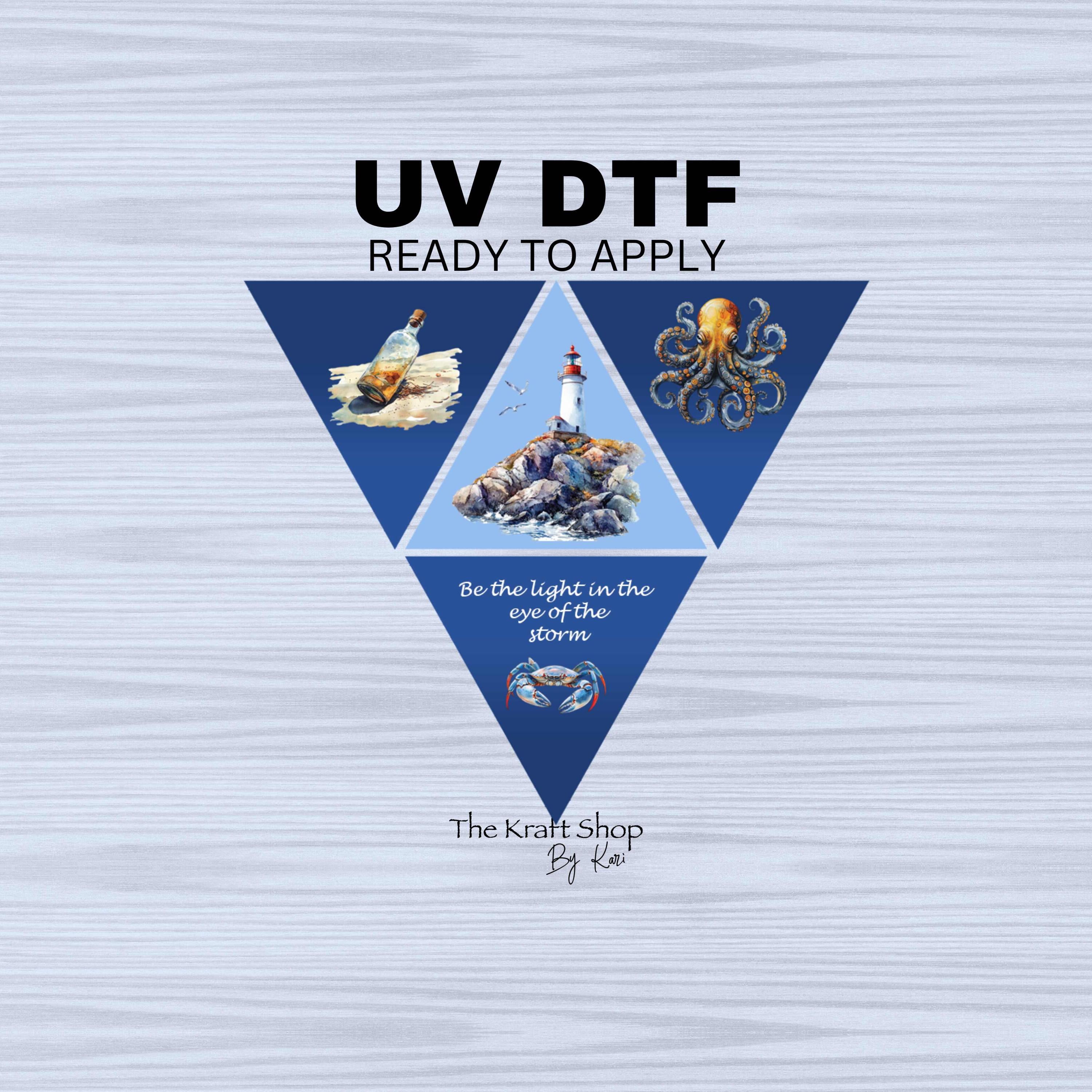 UV DTF Sticker print. Triangle Lighthouse nautical V split helper deca ...