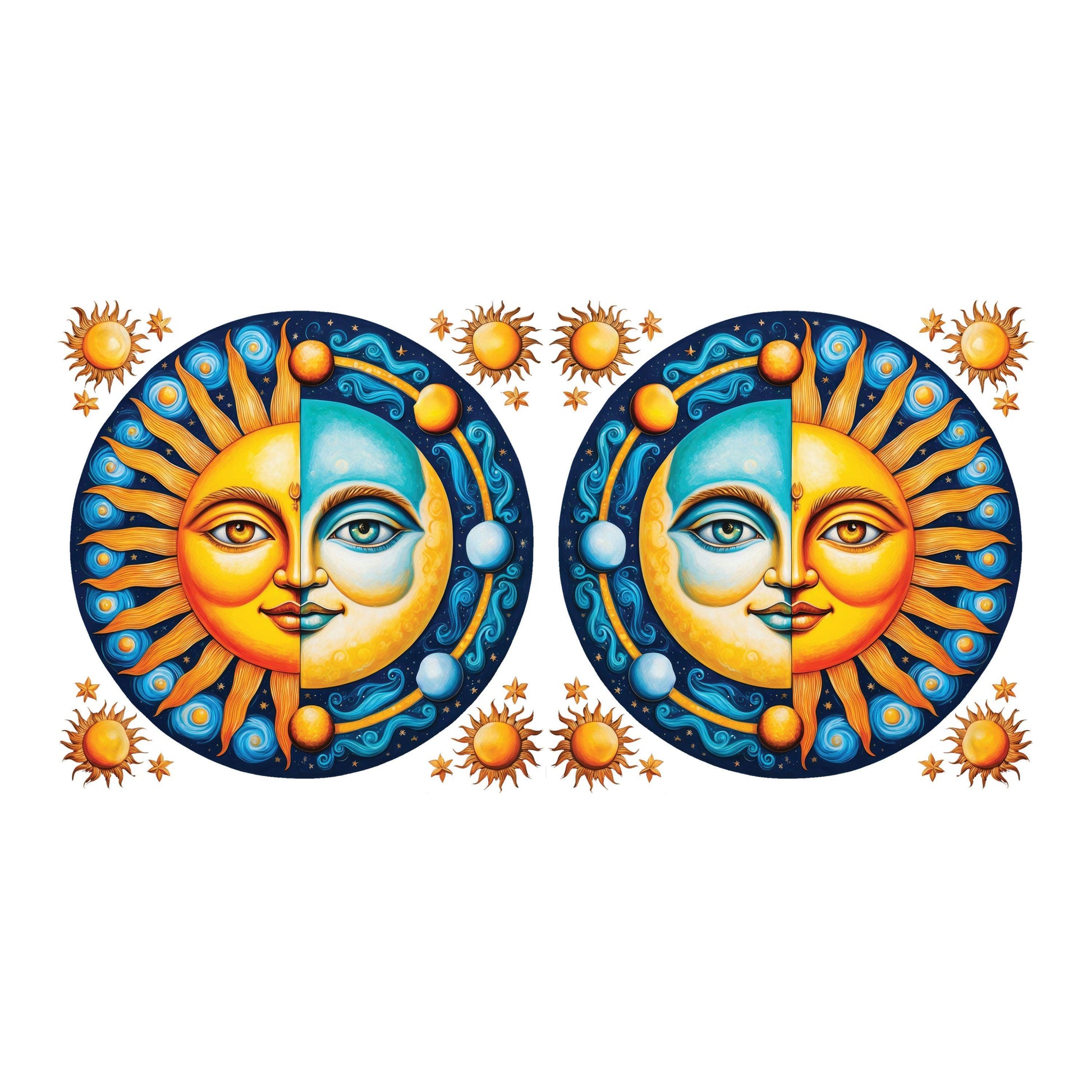 UV DTF Sticker print. Sun and moon can wrap decal, tumbler decal,UV wrap for glass can tumbler#5278