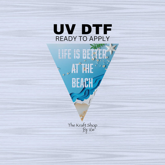 UV DTF Sticker print. Beach vsplit Life is better at the beach with peekaboo words helper tumbler decal. #5266