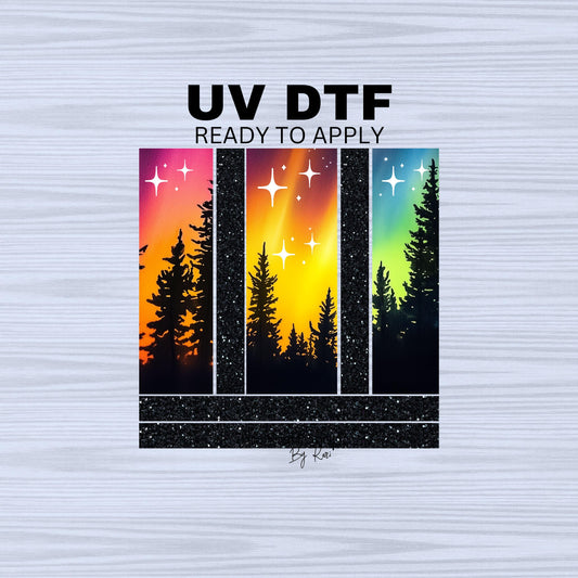 UV DTF Sticker prints. Northern lights starry sky bands element sheet bundle decal, permanent sticker. #10219