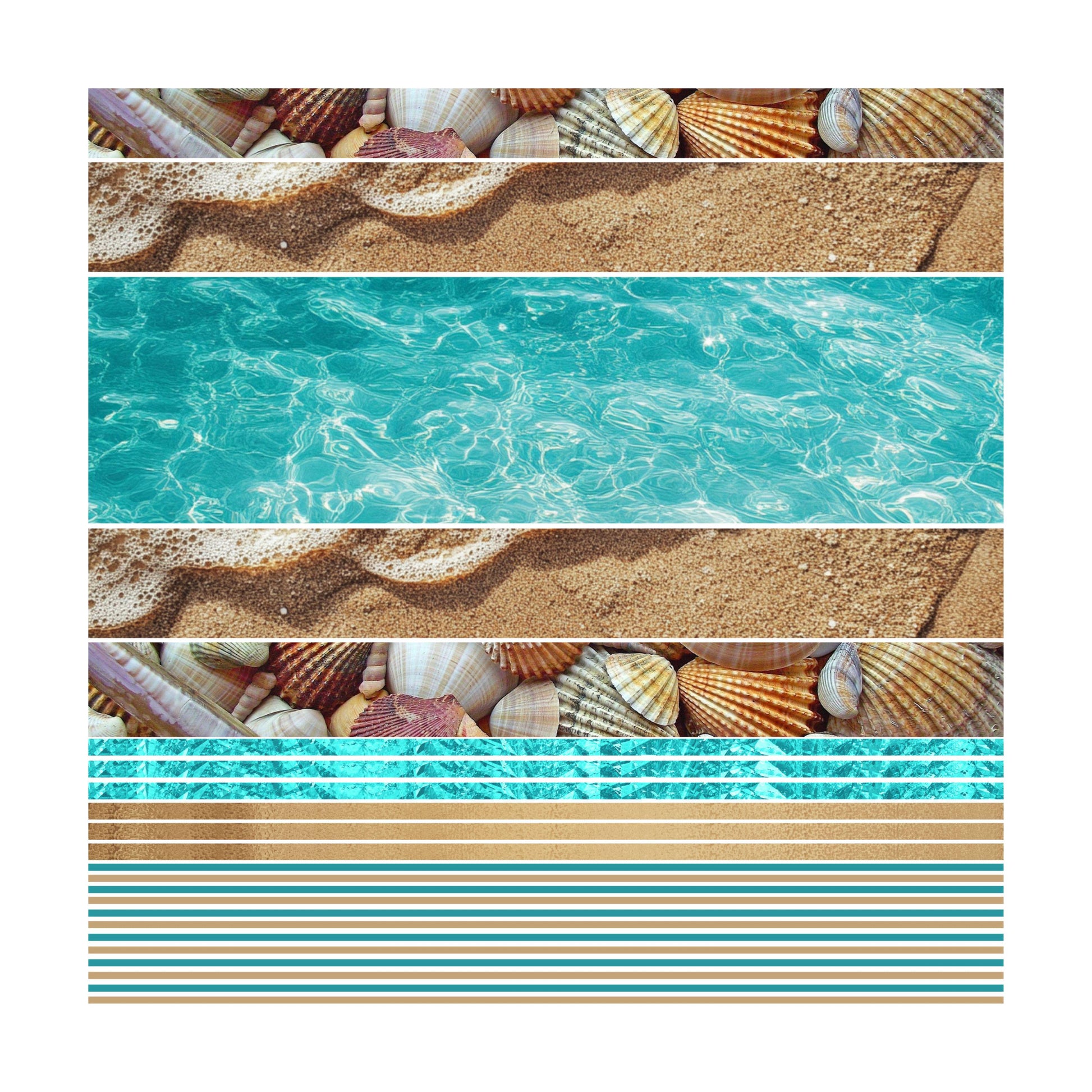 UV DTF Sticker prints. Beach bands with pin stripes element sheet bundle decal, permanent sticker. #10220