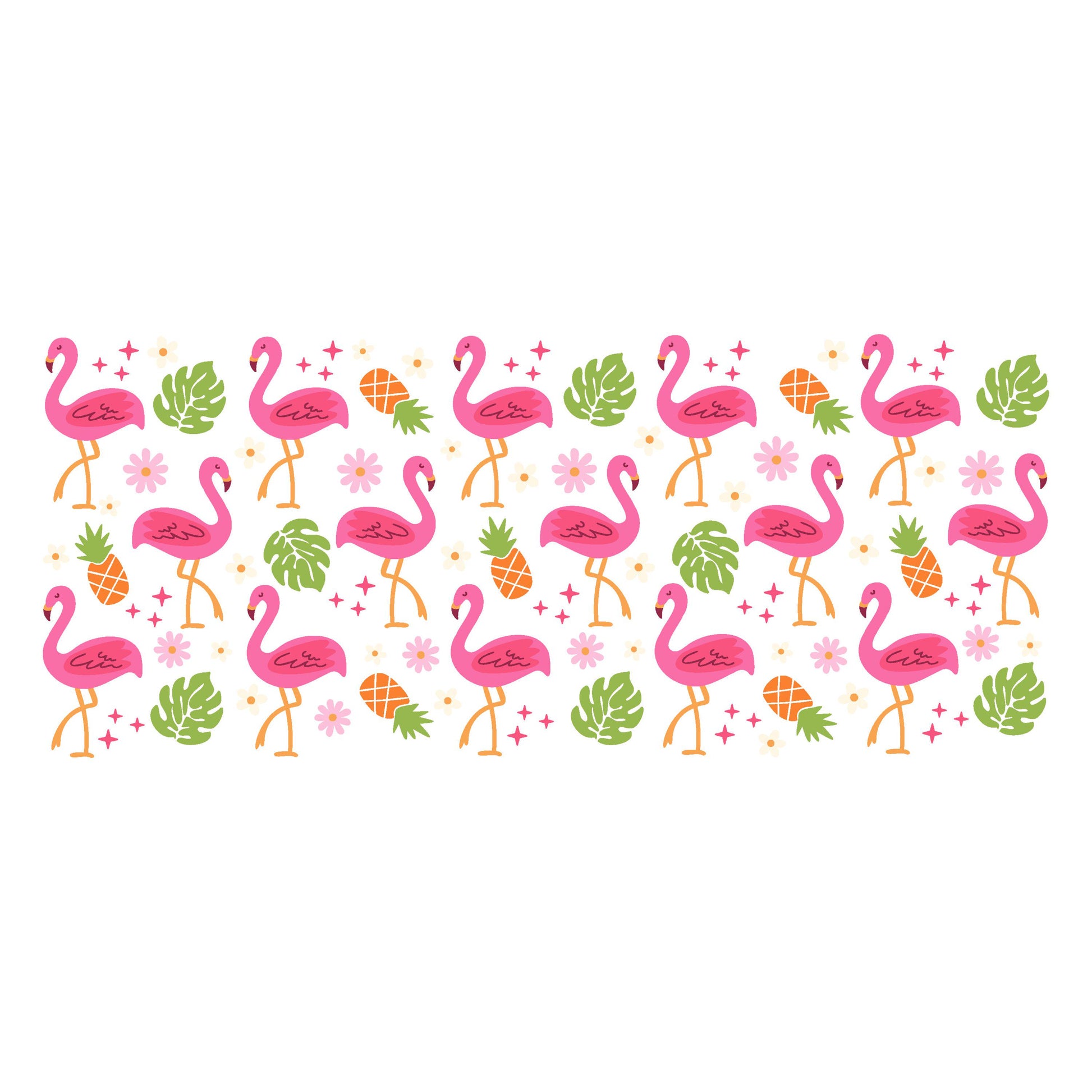 UV DTF Sticker print Flamingo monstera leaves pineapple daisy wrap decal, tumbler decal. UV wrap for glass can #5295