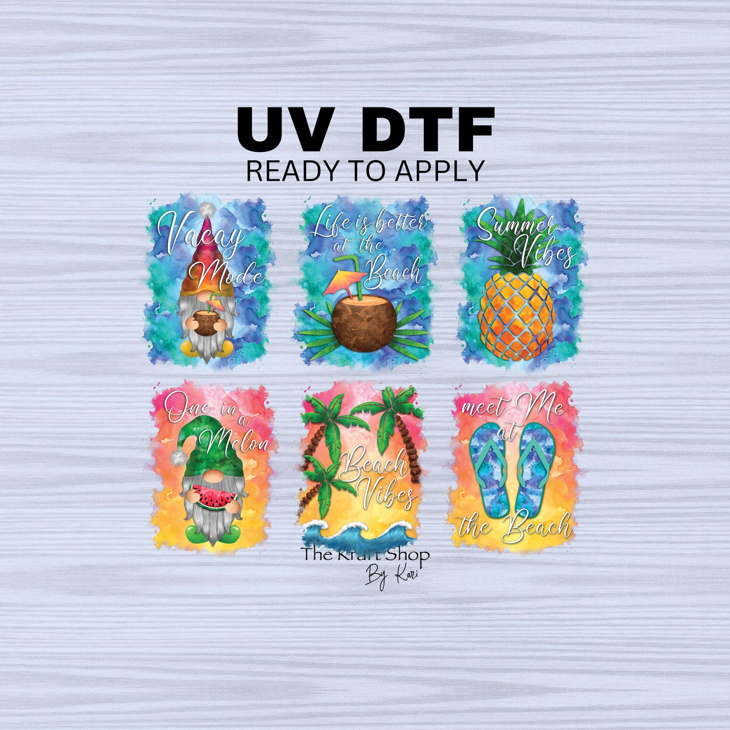 UV DTF Sticker print. Summer gnome bundle of 3 decals, tumbler decal, permanent sticker. #4447