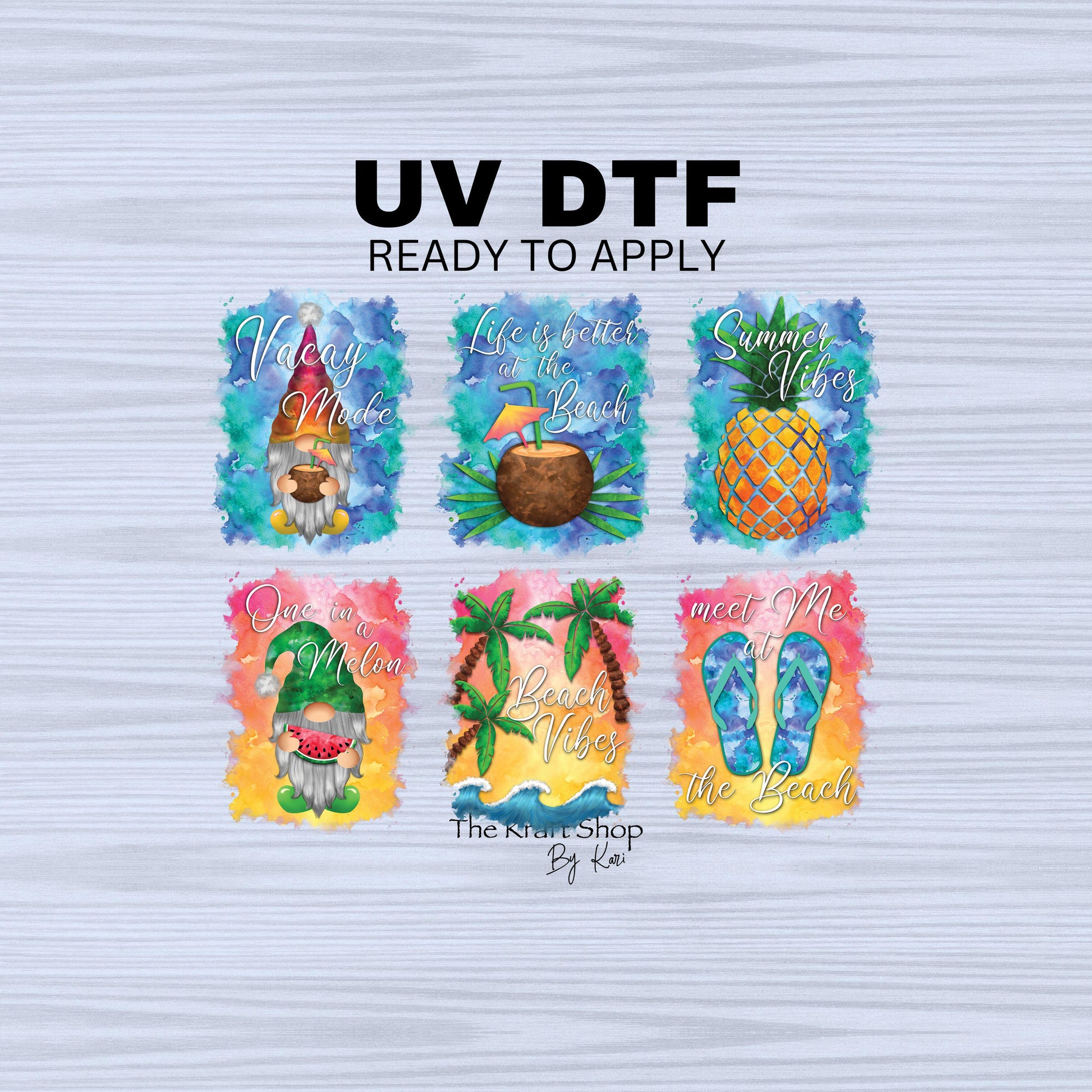 UV DTF Sticker print. Summer gnome bundle of 3 decals, tumbler decal, permanent sticker. #4447