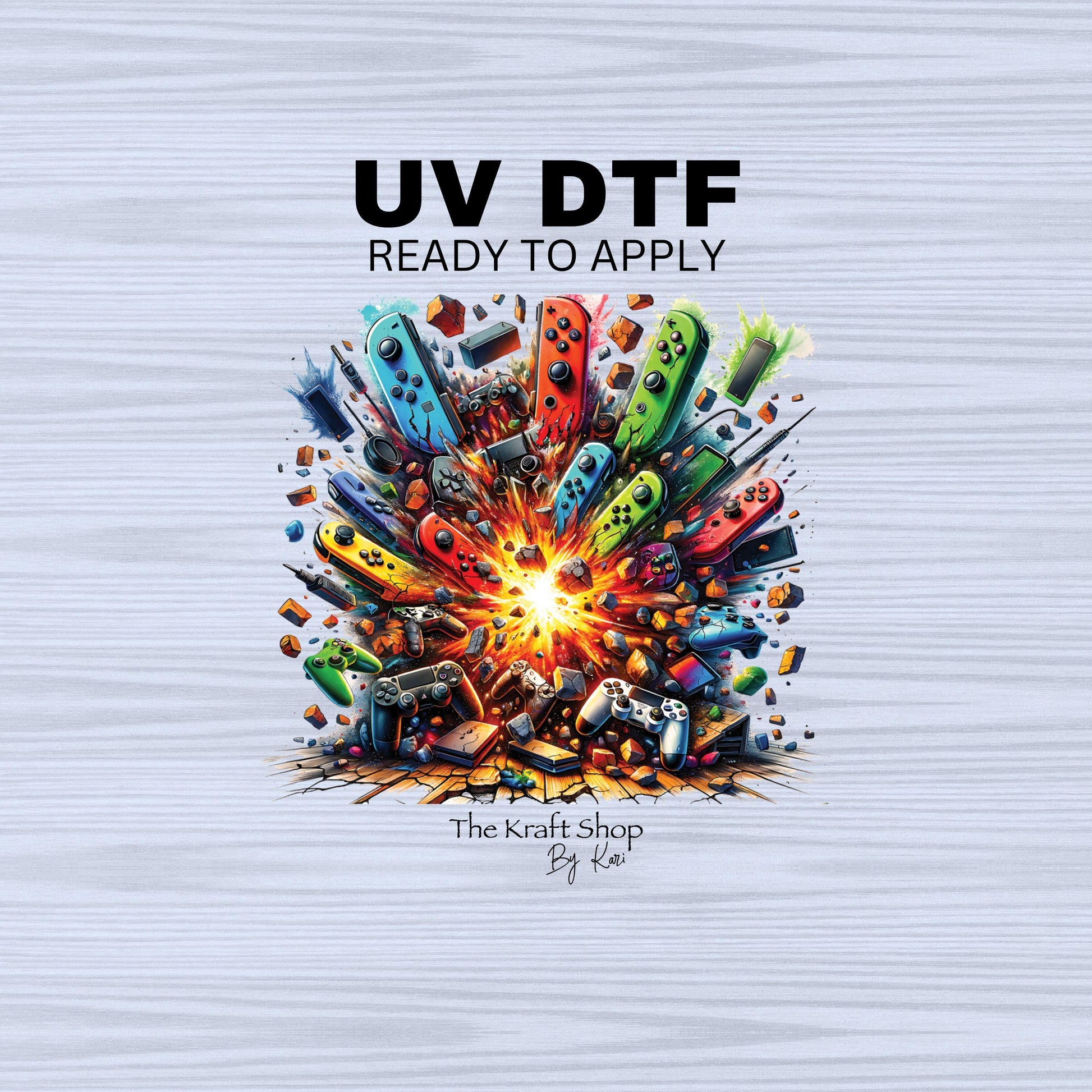 UV DTF Sticker print. Game controller cracked gamer decal, tumbler decal, permanent sticker. #10241