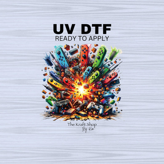 UV DTF Sticker print. Game controller cracked gamer decal, tumbler decal, permanent sticker. #10241