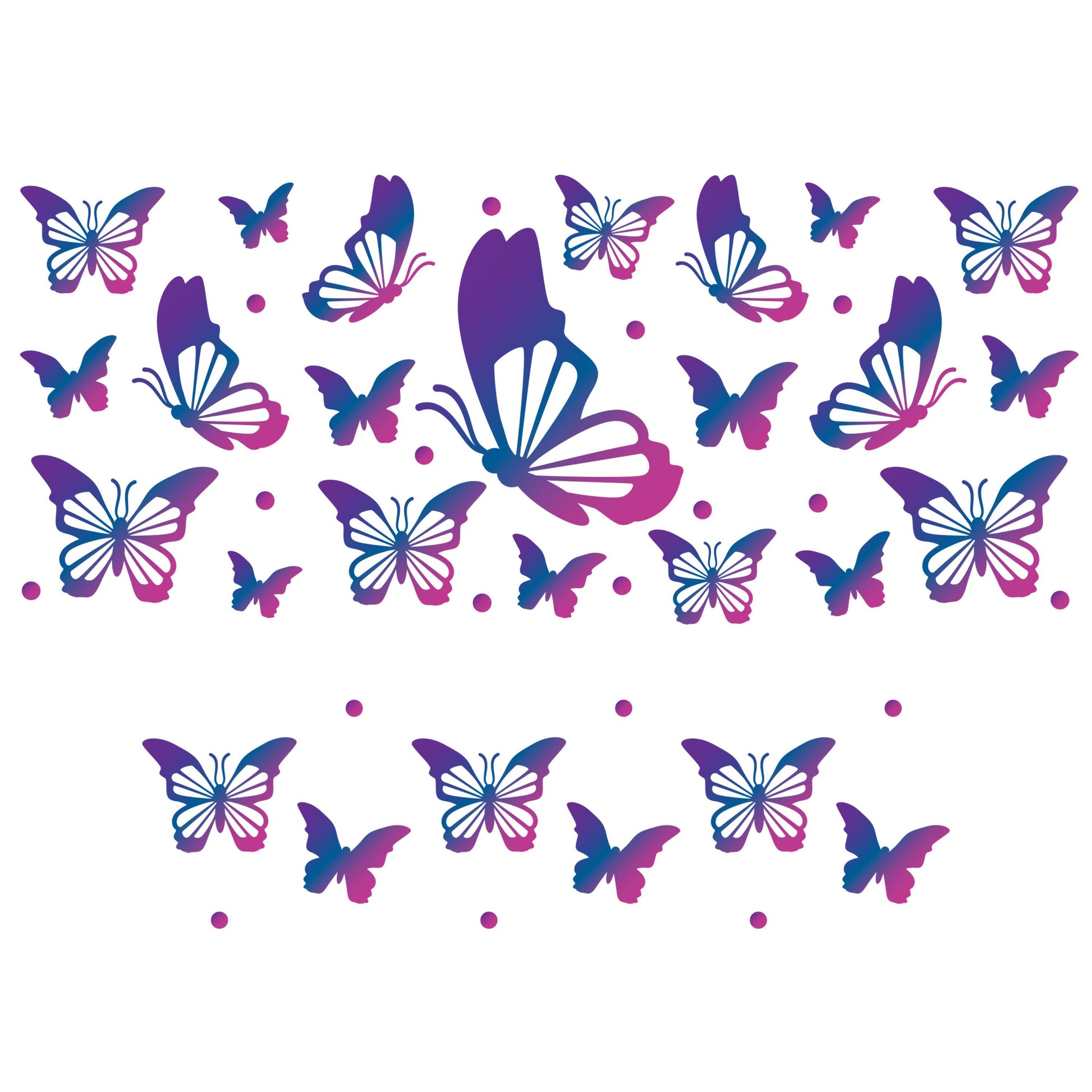 UV DTF 40 oz ready to apply Ombre butterfly purple and pink, 40 oz quencher tumbler decal #3140