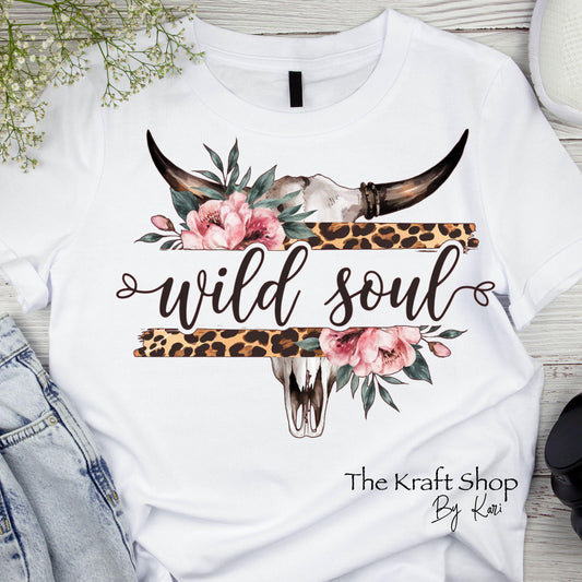 DTF ready to press transfer. Wild soul bull skull with pink flowers. Direct to film heat press transfer. DTF Print, Heat Transfer#11414
