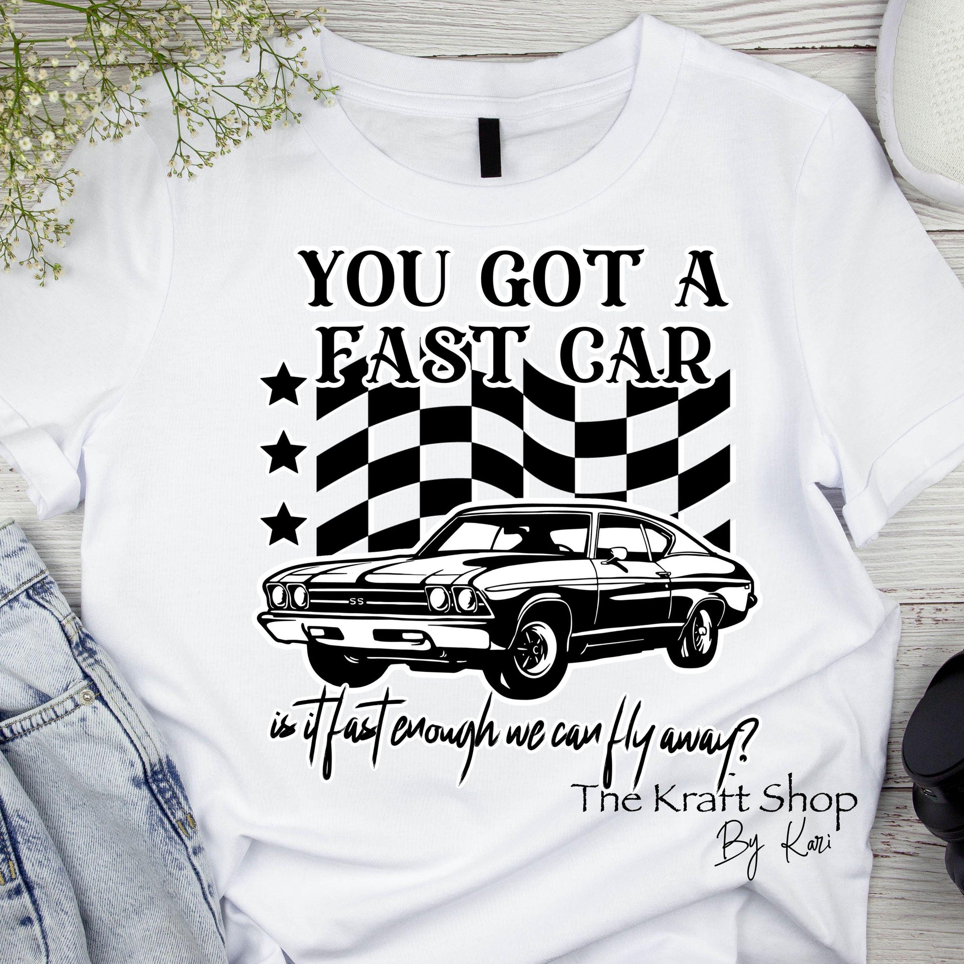 DTF ready to press transfer. You got a fast car is it fast enough. Direct to film heat press transfer. DTF Print, Heat Transfer#11419