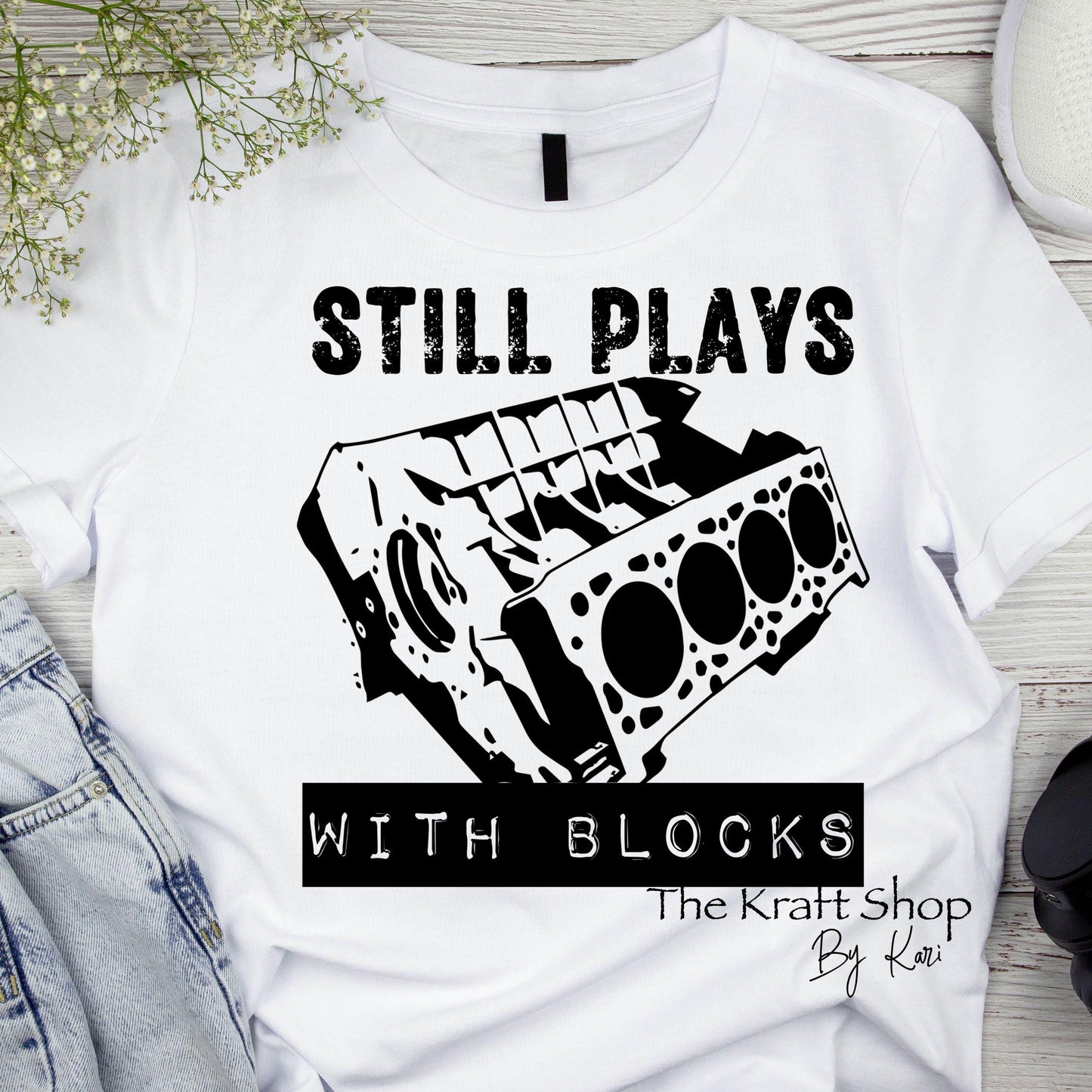 DTF ready to press transfer. Still plays with blocks. Direct to film heat press transfer. DTF Print, Heat Transfer#11422