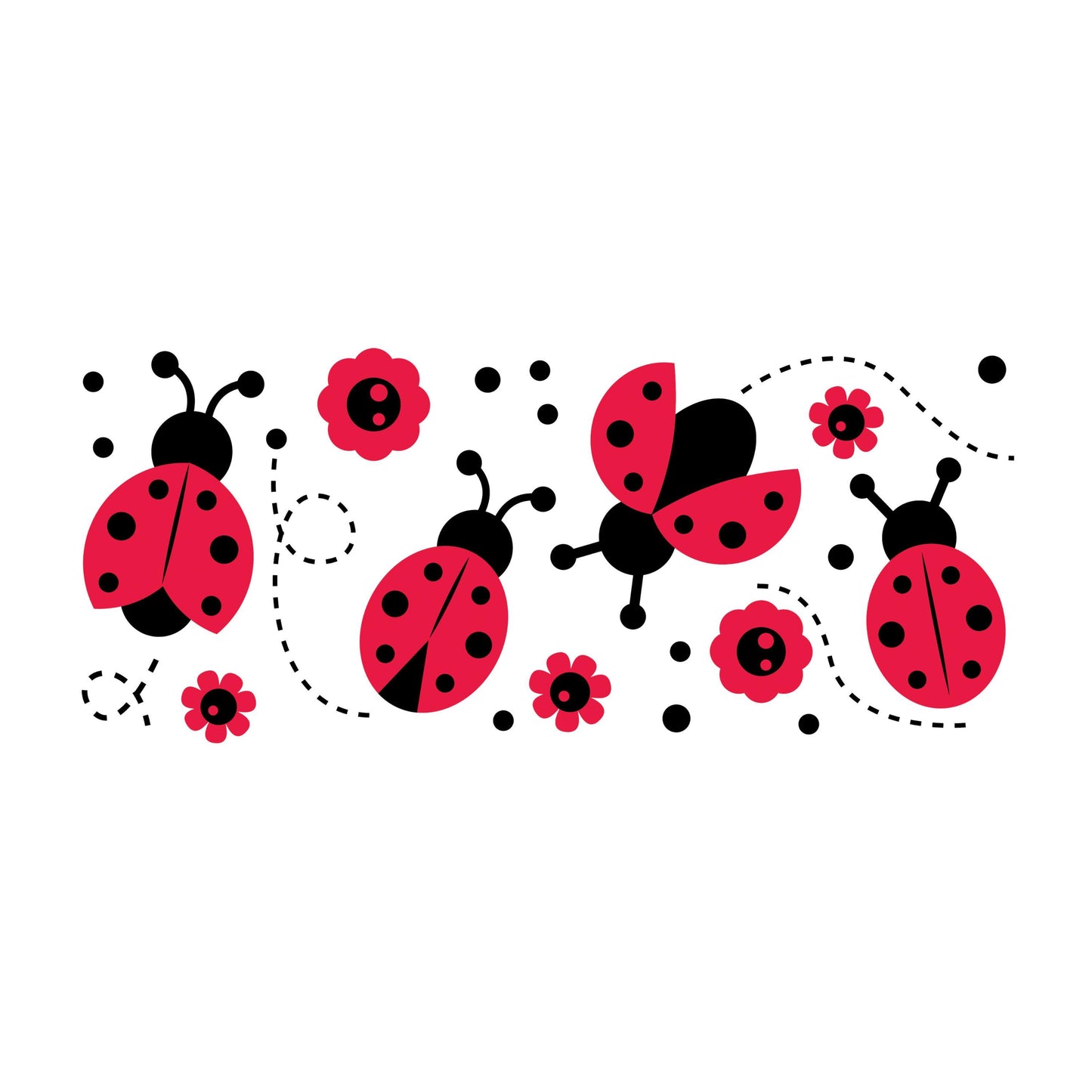 UV DTF Sticker print. Ladybug and flowers wrap decals tumbler decal. Glass can wrap. #5307
