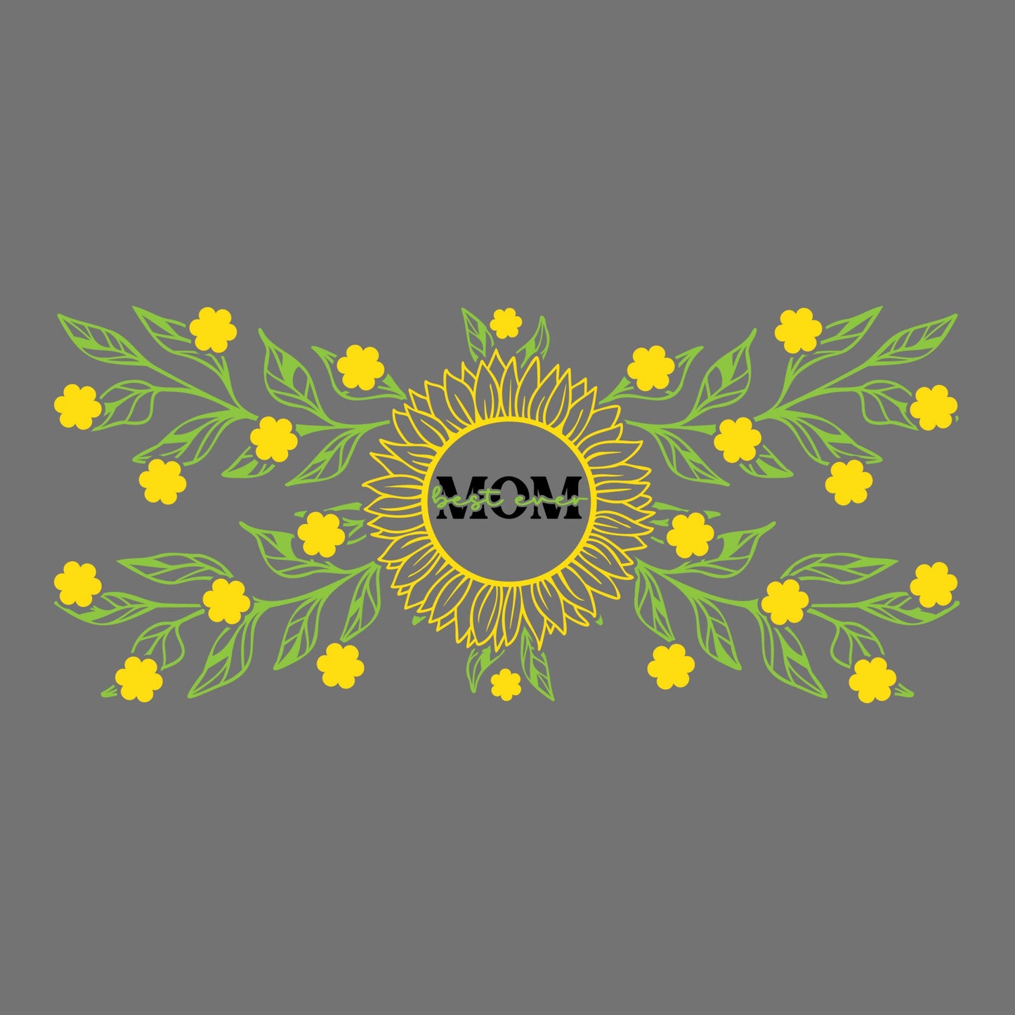 UV DTF Sticker print. Best ever Mom with yellow flowers wrap decals tumbler decal. Glass can wrap. #5308