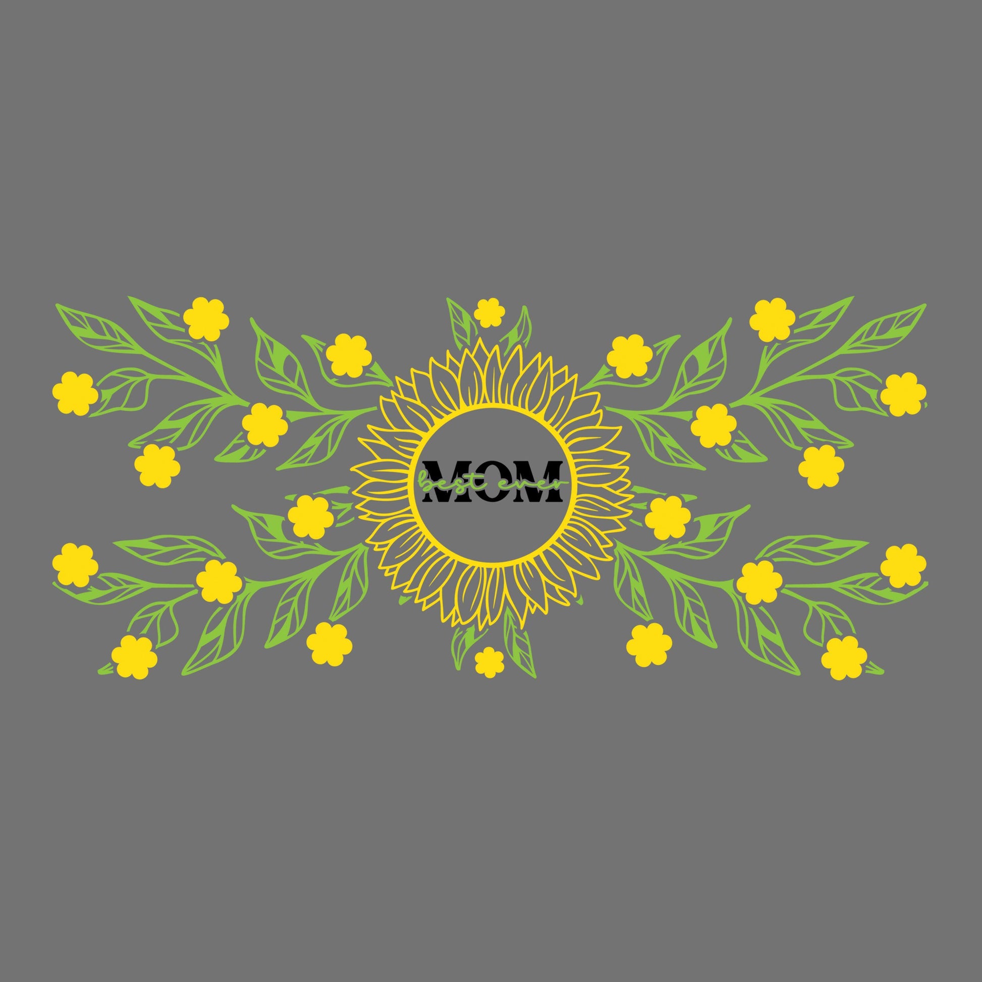 UV DTF Sticker print. Best ever Mom with yellow flowers wrap decals tumbler decal. Glass can wrap. #5308