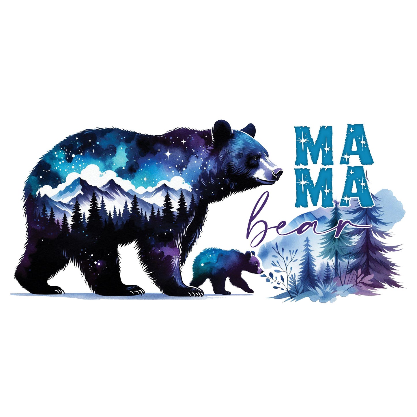 UV DTF Sticker print. Mama bear wood scene decals tumbler decal. Glass can wrap. #5312