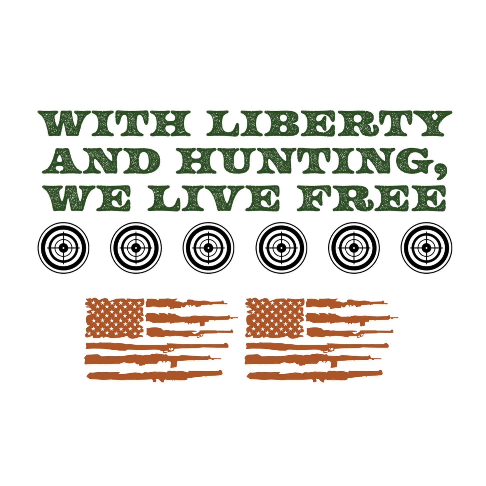 UV DTF 40 oz ready to apply With Liberty and hunting we live free deer target rifle flag wrap decal , UV wrap quenchers #3147