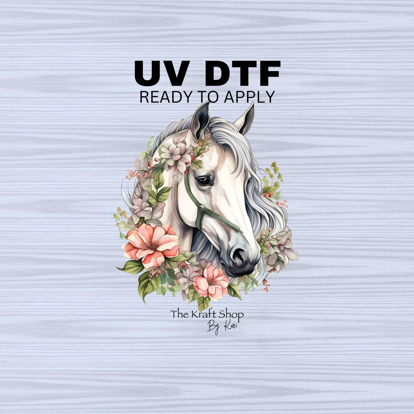 UV DTF Sticker print. Horse head white house with flowers decal, tumbler decal, permanent sticker. Uv wrap for glass can tumbler. #1066