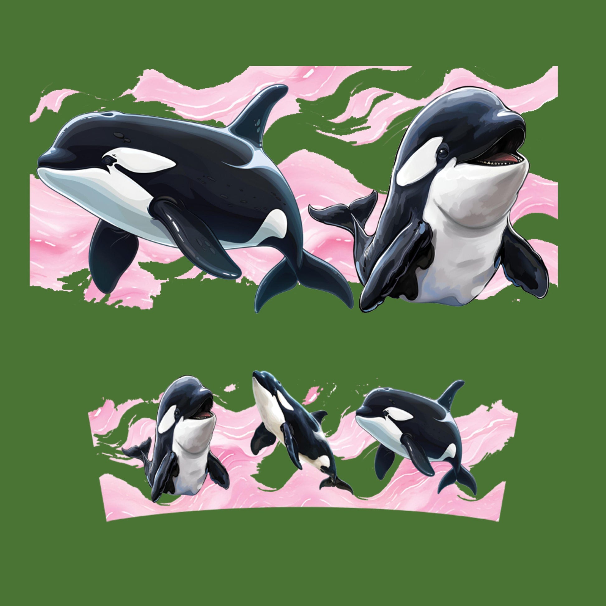 UV DTF 40 oz ready to apply Pink Orca whale sea life wrap decal , quencher tumbler decal, permanent sticker. #3128