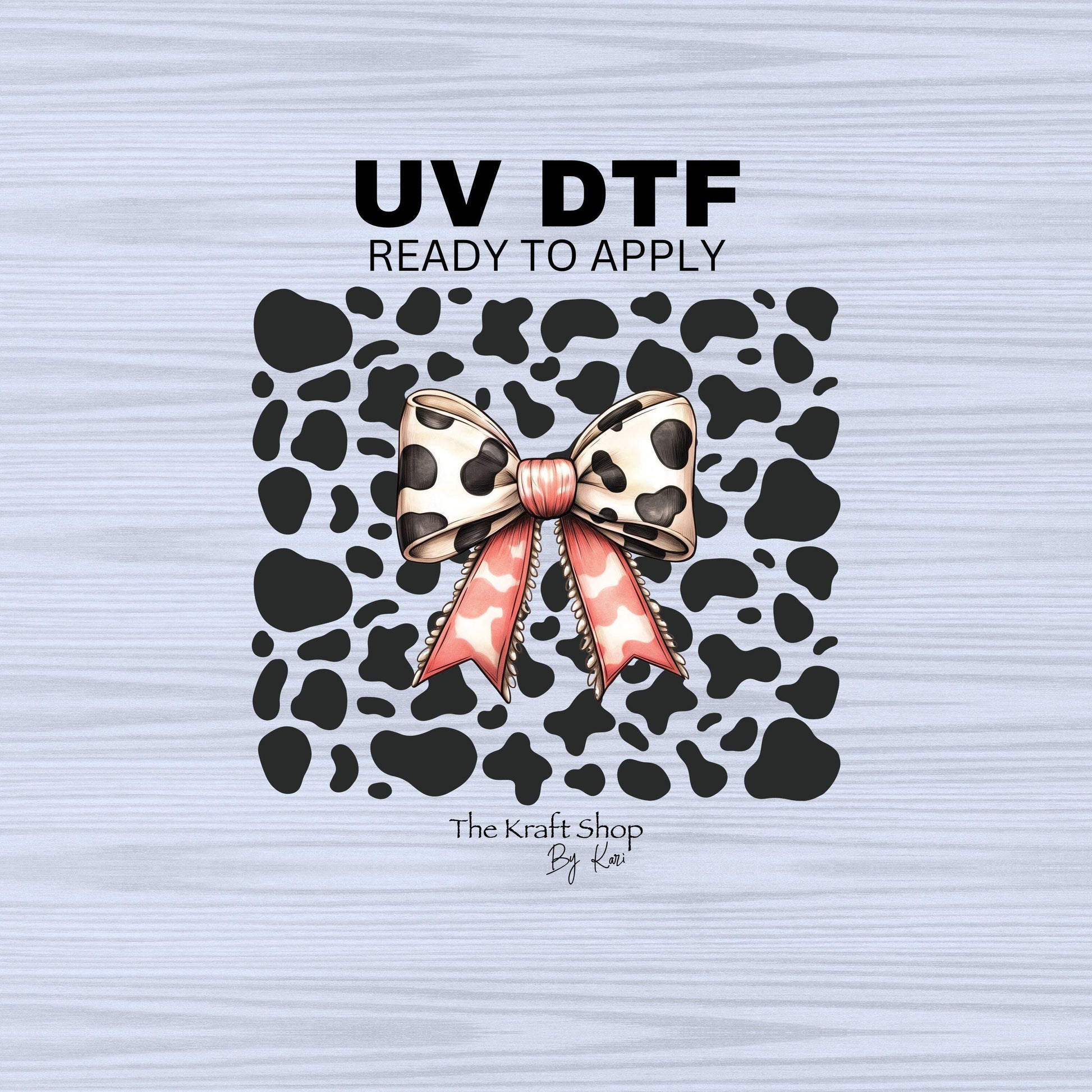 UV DTF Sticker prints. Western bow with cow spots tumbler wrap decal, permanent sticker. #5294