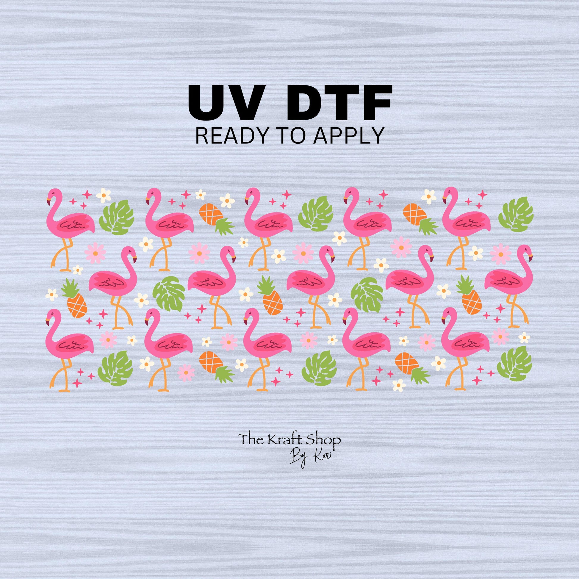 UV DTF Sticker print Flamingo monstera leaves pineapple daisy wrap decal, tumbler decal. UV wrap for glass can #5295