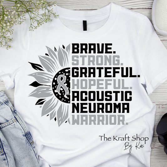 DTF ready to press transfer. Sunflower Acoustic Neuroma brain surgery survivor motivational shirt transfer, DTF Print#11401