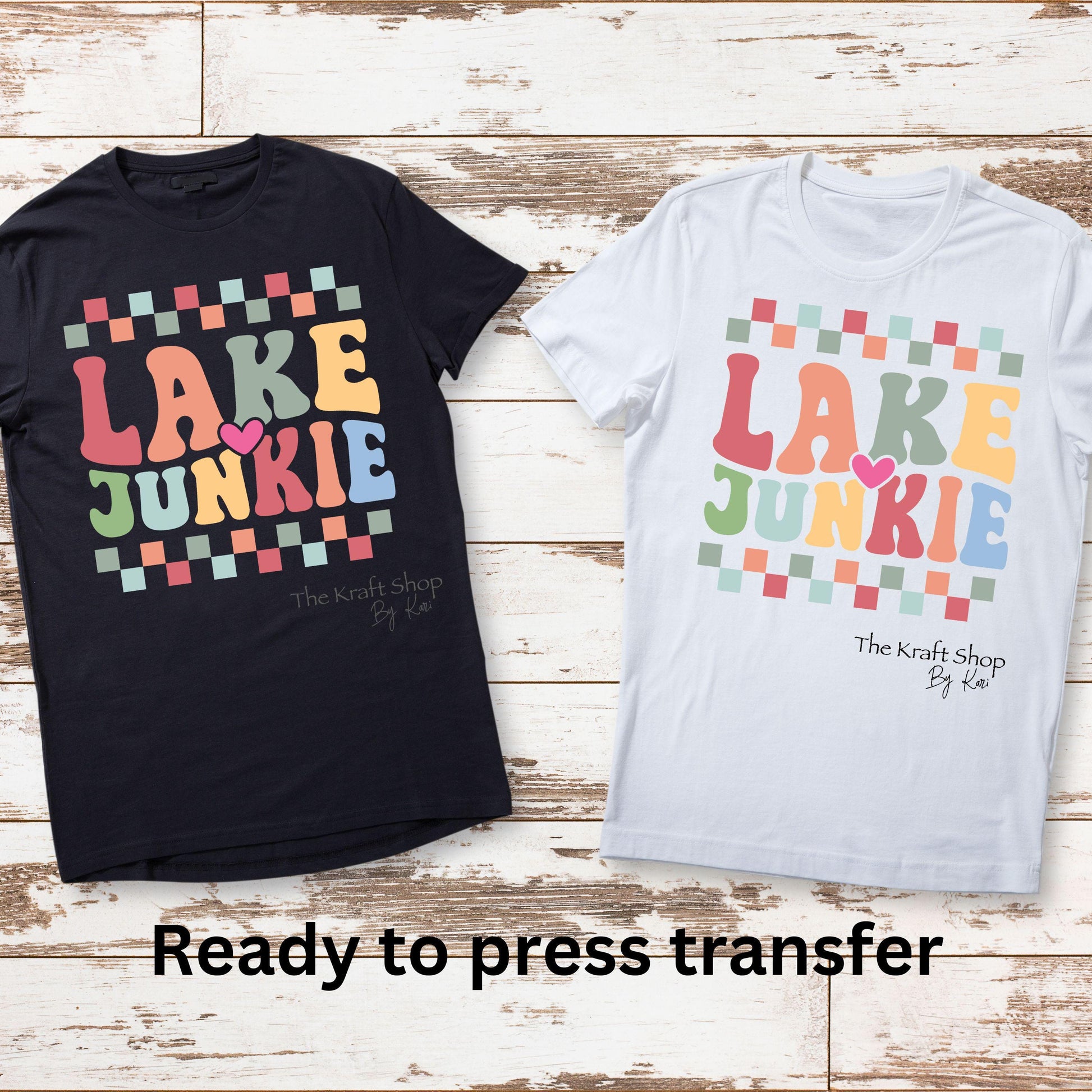 DTF ready to press transfer. Lake Junkie retro colors transfer, DTF Print#11404