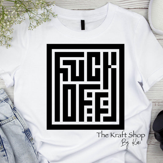DTF ready to press transfer Fuck off square hidden message sarcastic shirt transfer, DTF Print#11439