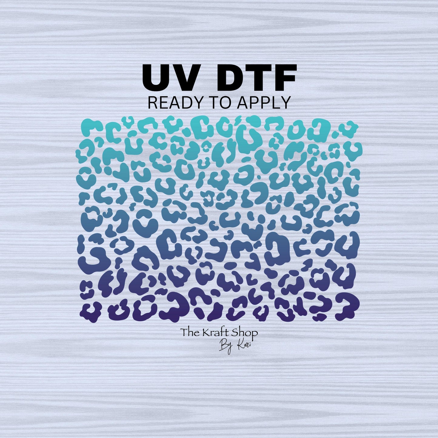 UV DTF Sticker print. Leopard spots teal ombre. Cheetah spots decals, tumbler decal, permanent sticker. #10255