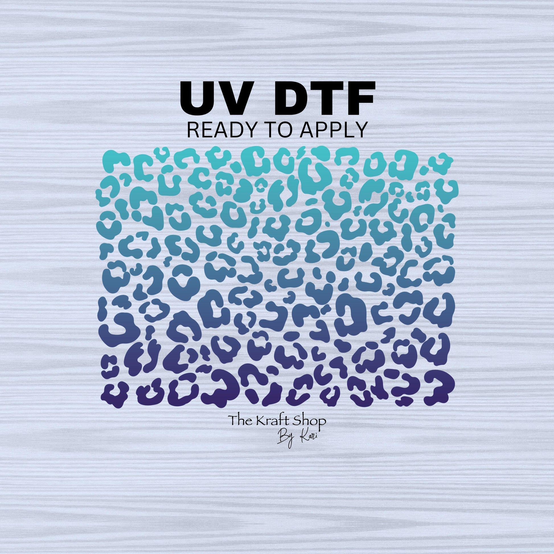 UV DTF Sticker print. Leopard spots teal ombre. Cheetah spots decals, tumbler decal, permanent sticker. #10255