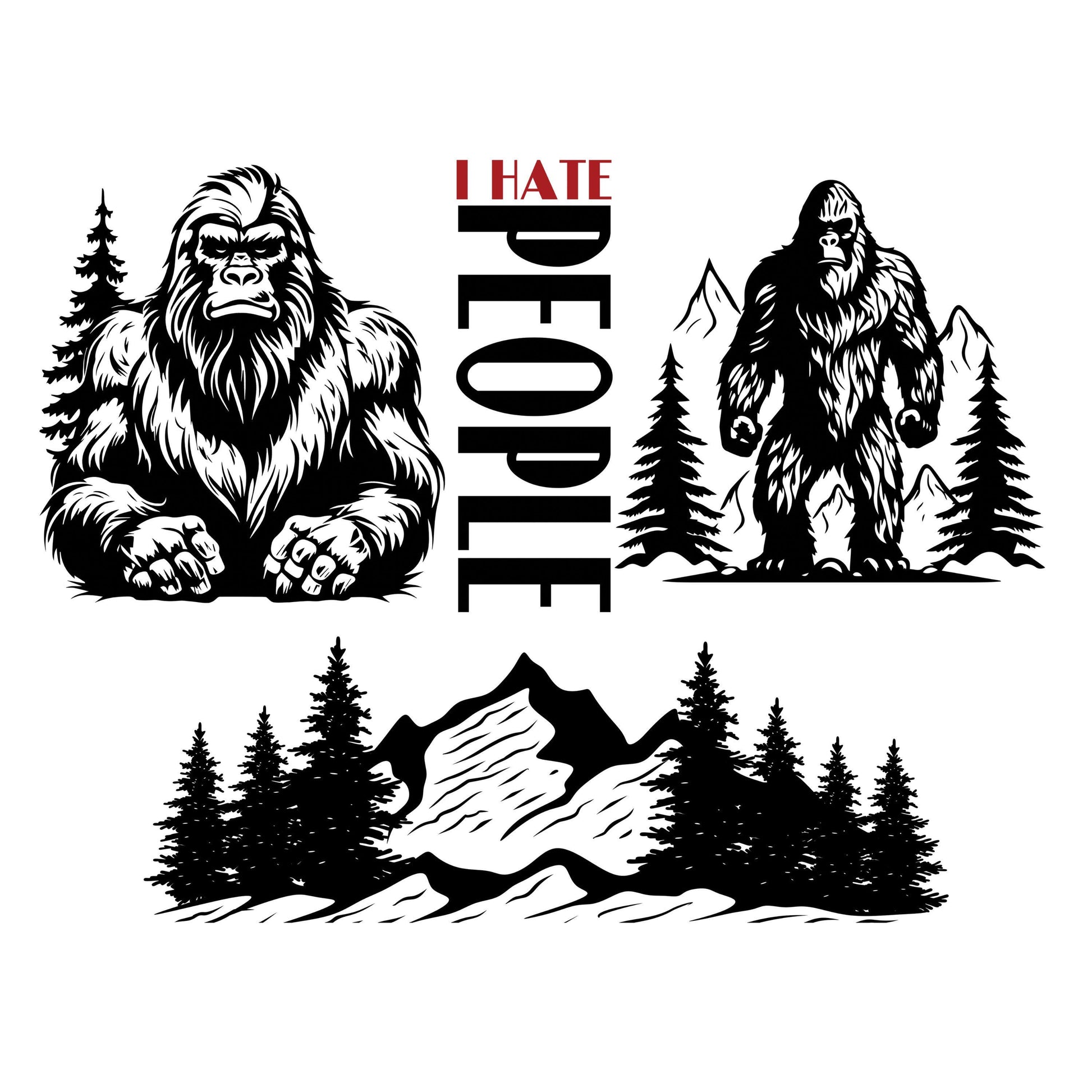UV DTF 40 oz ready to apply I hate people bigfoot sasquatch 40oz quencher wrap decal , UV wrap quenchers #3152