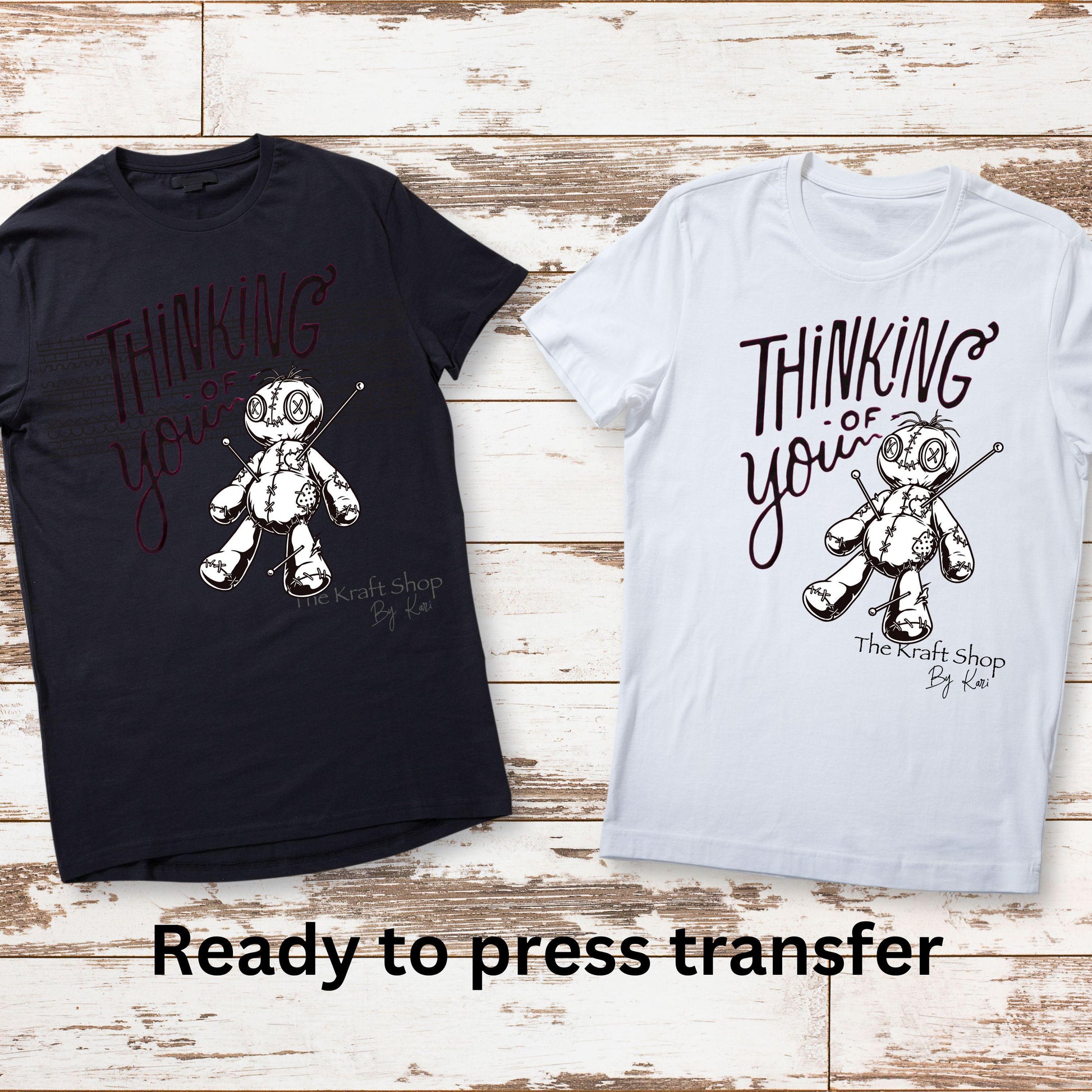 DTF ready to press transfer Thinking of you voodoo doll shirt transfer, DTF Print#11450