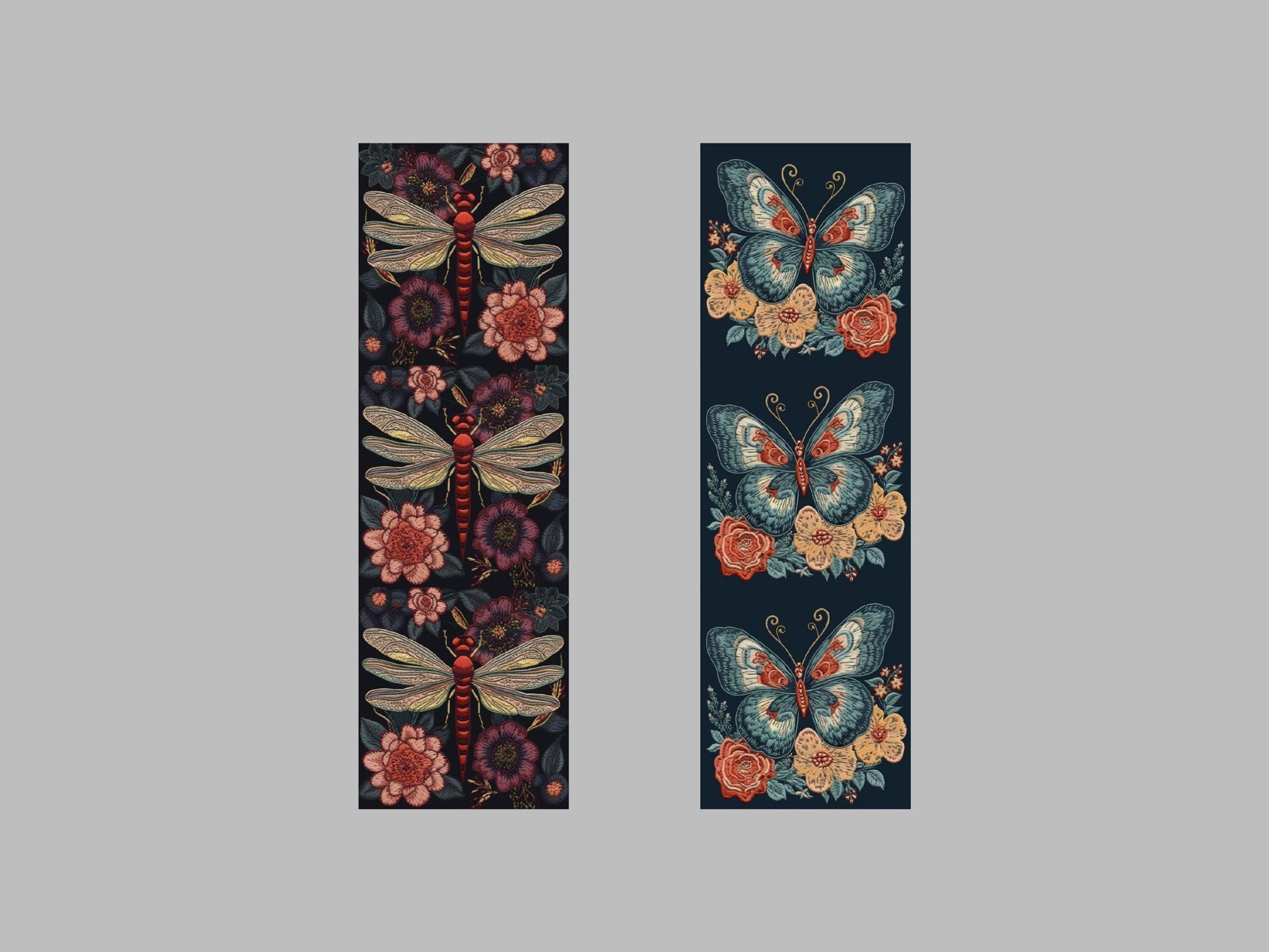 UV DTF Pen Wrap Ready To Apply Embroidery style dragonfly or butterfly with color backing. UV Pen wrap. #8030