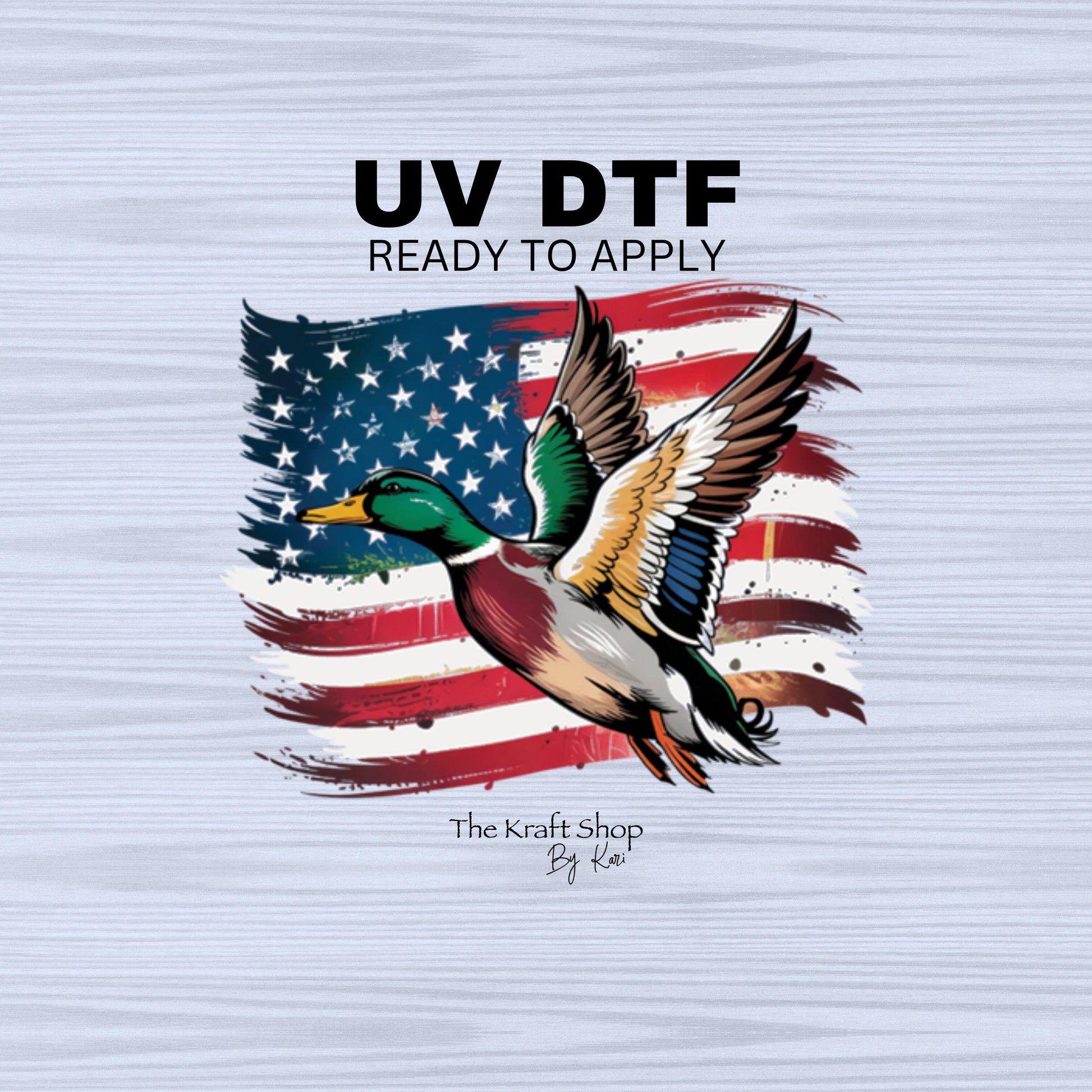 UV DTF Sticker print. American Flag duck decal, tumbler decal, permanent sticker. #7295