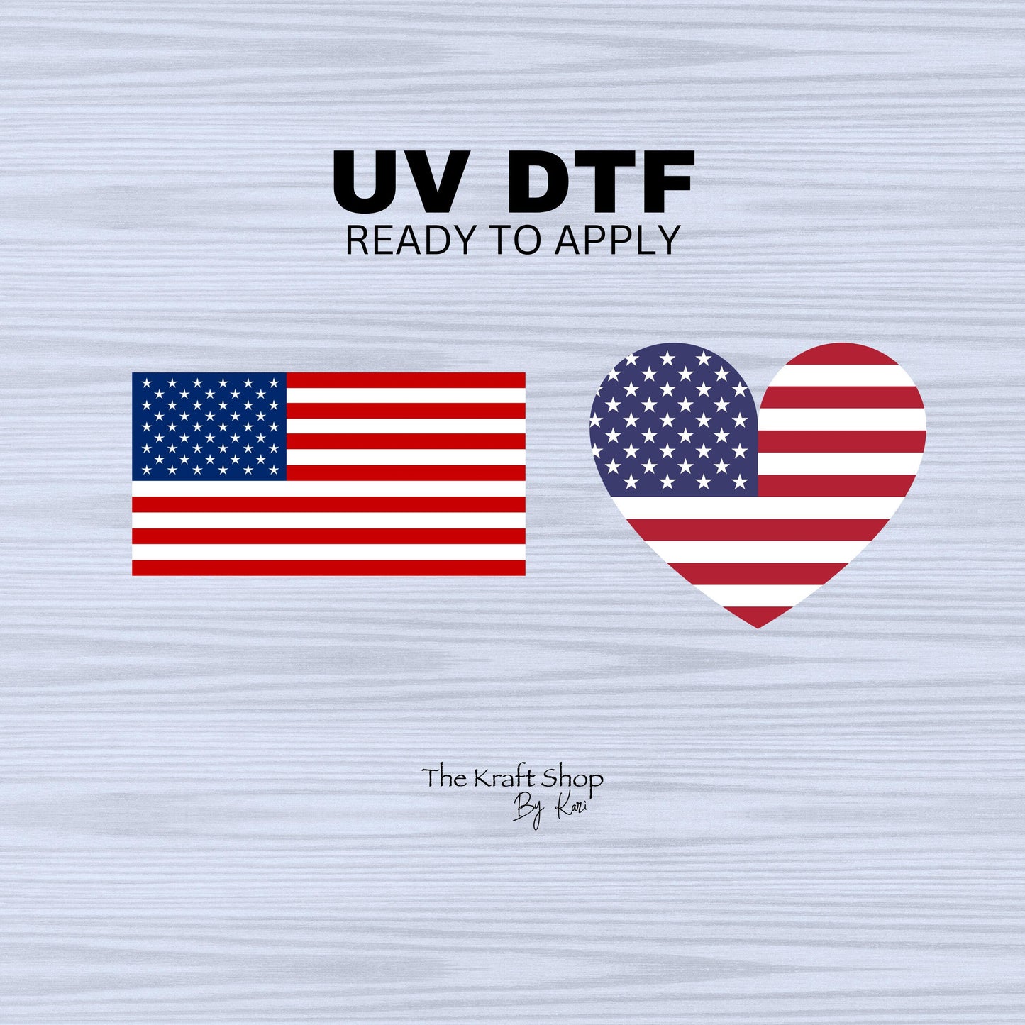 UV DTF Sticker print. American flag heart or rectangle 4th of July decals, tumbler decal, permanent sticker. #7298