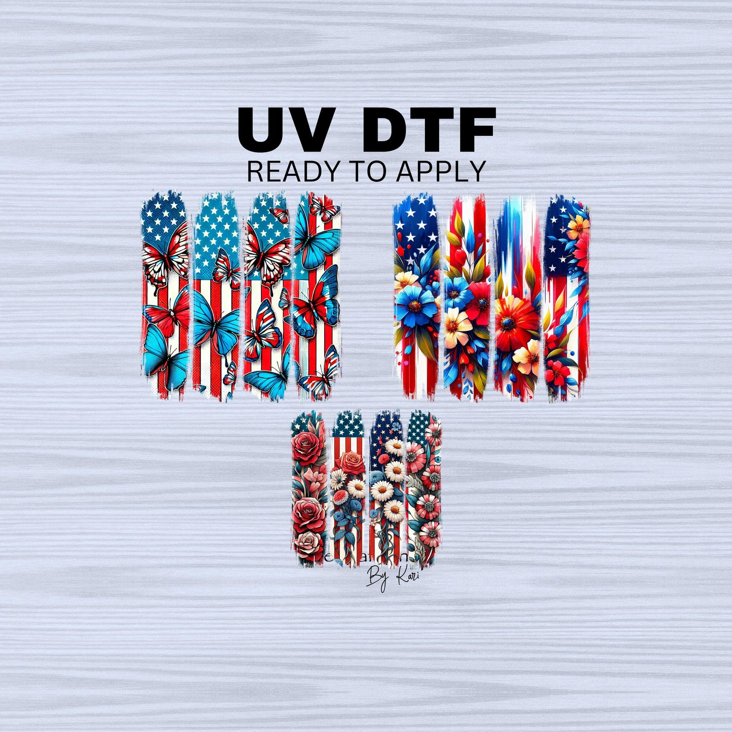 UV DTF Sticker print. American Flag patriotic paint swipe brush stroke decal, tumbler decal,UV wrap for glass can tumbler#7307