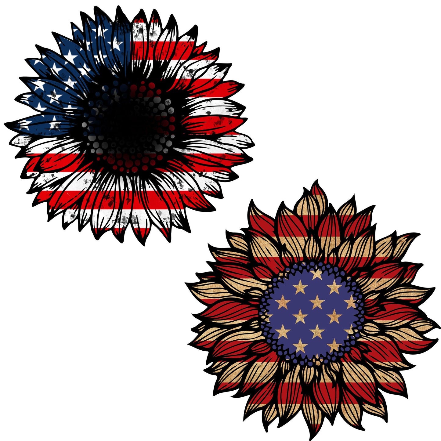 UV DTF Sticker print. American Flag sunflower grunge sunflower decal, tumbler decal, permanent sticker. #7310