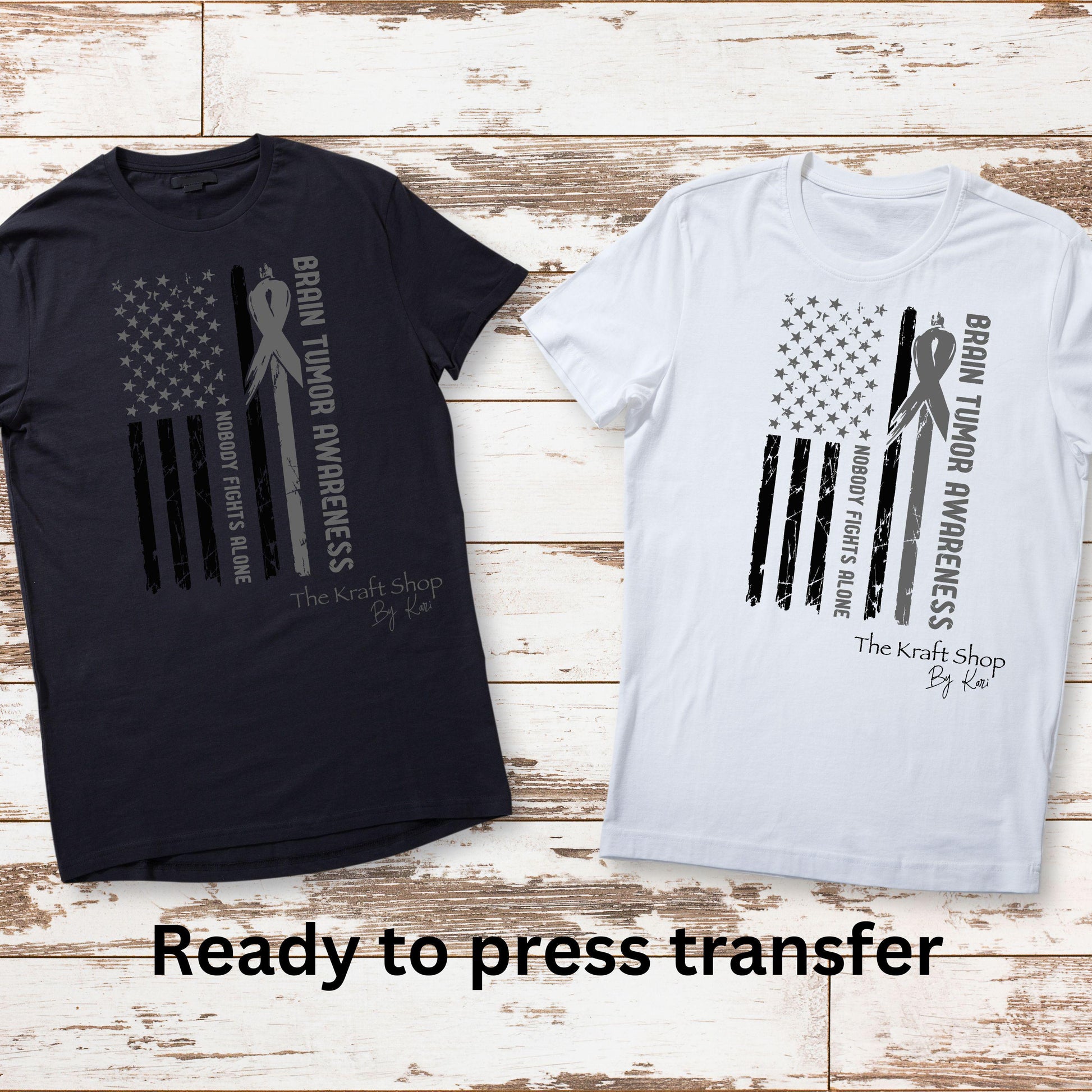 DTF ready to press transfer. Brain Tumor Awareness Flag Nobody Fights Alone. DTF Print #11416