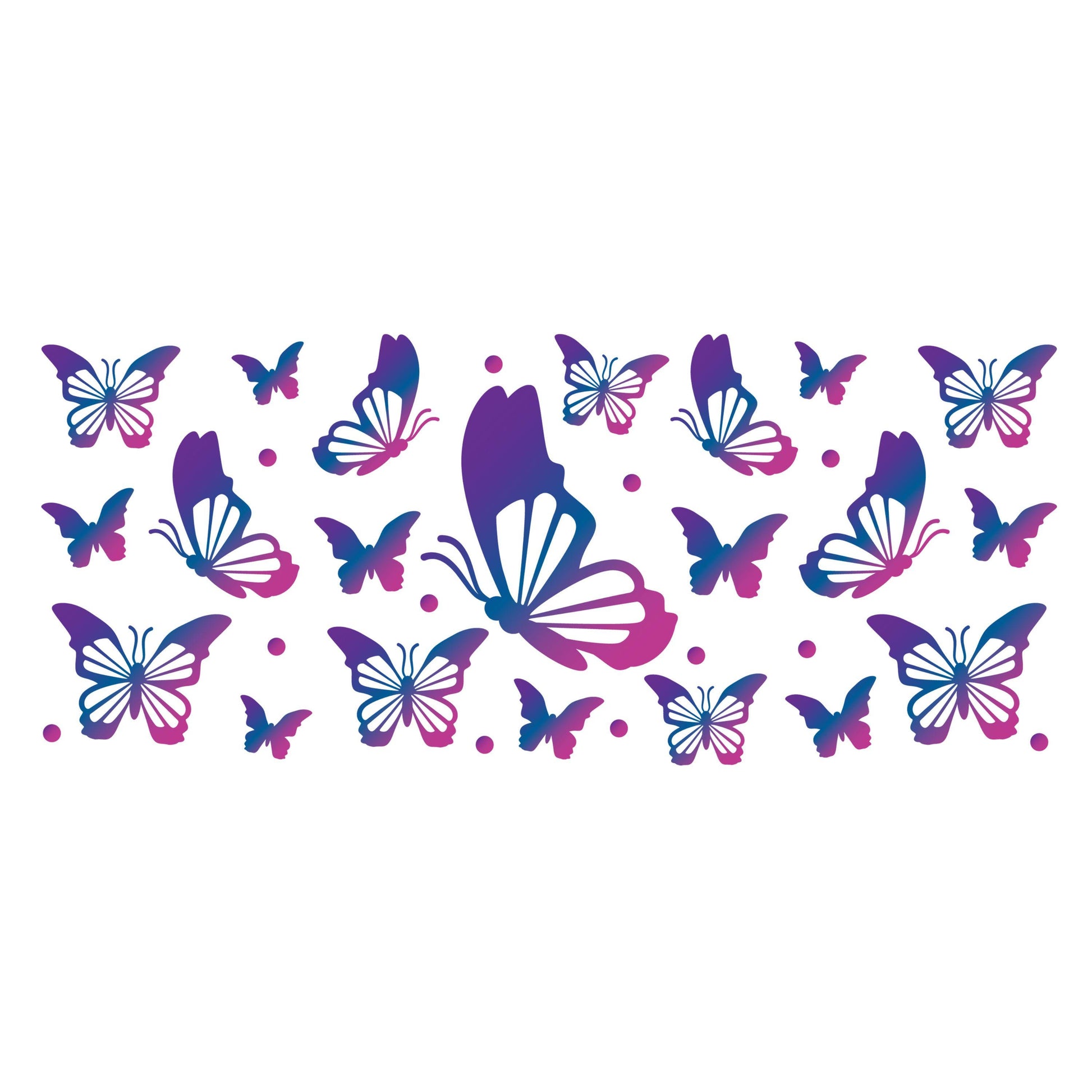 UV DTF Sticker print. Ombre butterfly wrap with purple and pink butterflies decals tumbler decal. Glass can wrap. #5310