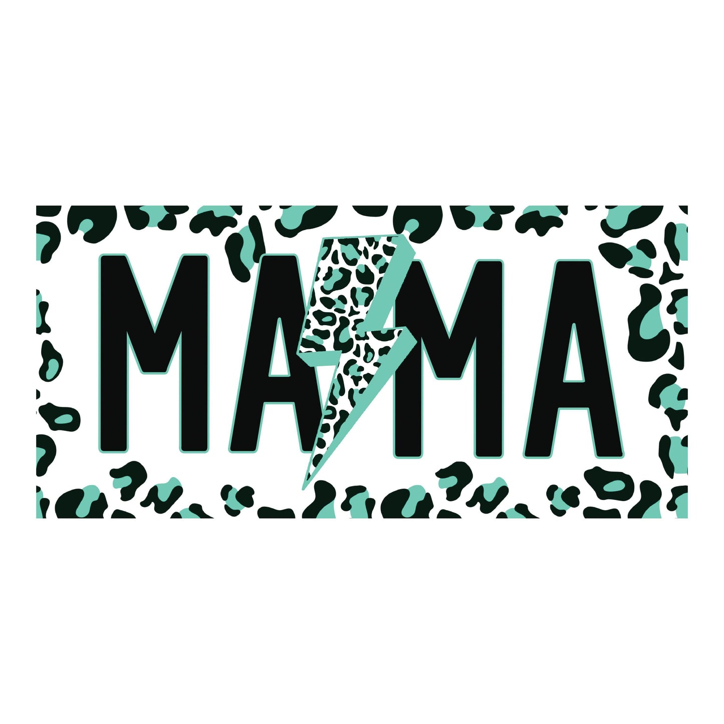 UV DTF Sticker print. Mama leopard turquoise cheetah spot lightening bolt decals tumbler decal. Glass can wrap. #5315