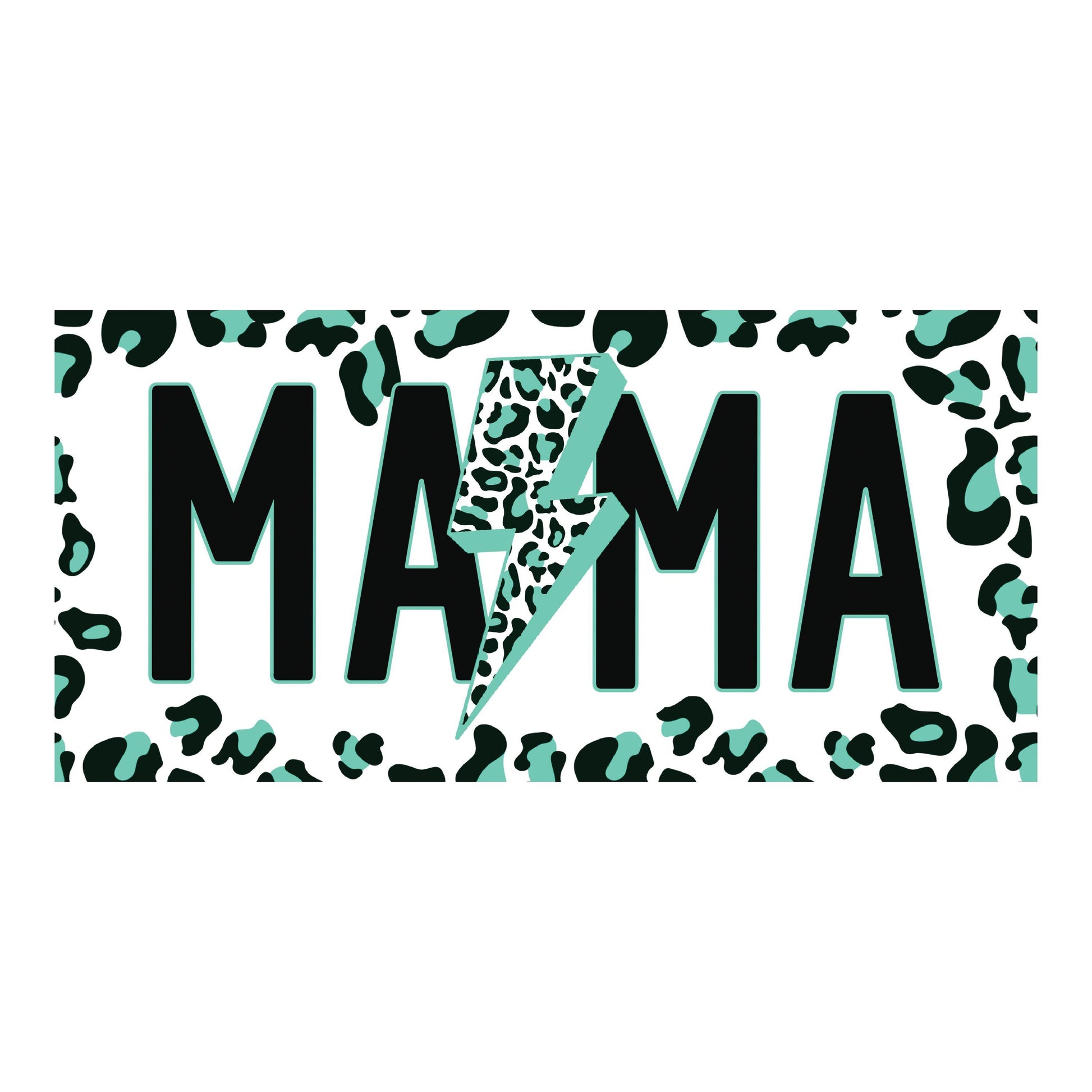 UV DTF Sticker print. Mama leopard turquoise cheetah spot lightening bolt decals tumbler decal. Glass can wrap. #5315