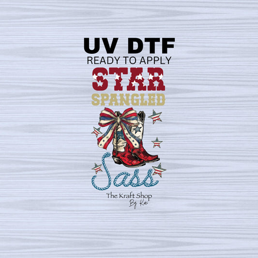 UV DTF Sticker print. Star spangled sass 4th of July decal, tumbler decal, permanent sticker. #7291