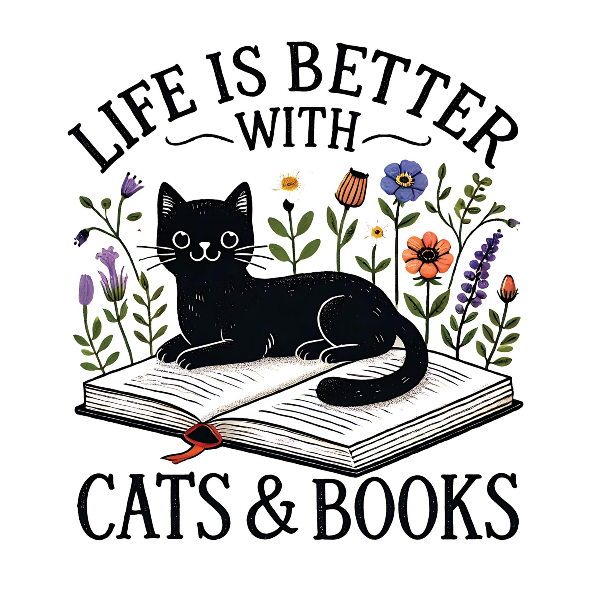 UV DTF Sticker print. Life is better with cats and books decal, tumbler decal, permanent sticker. #4474