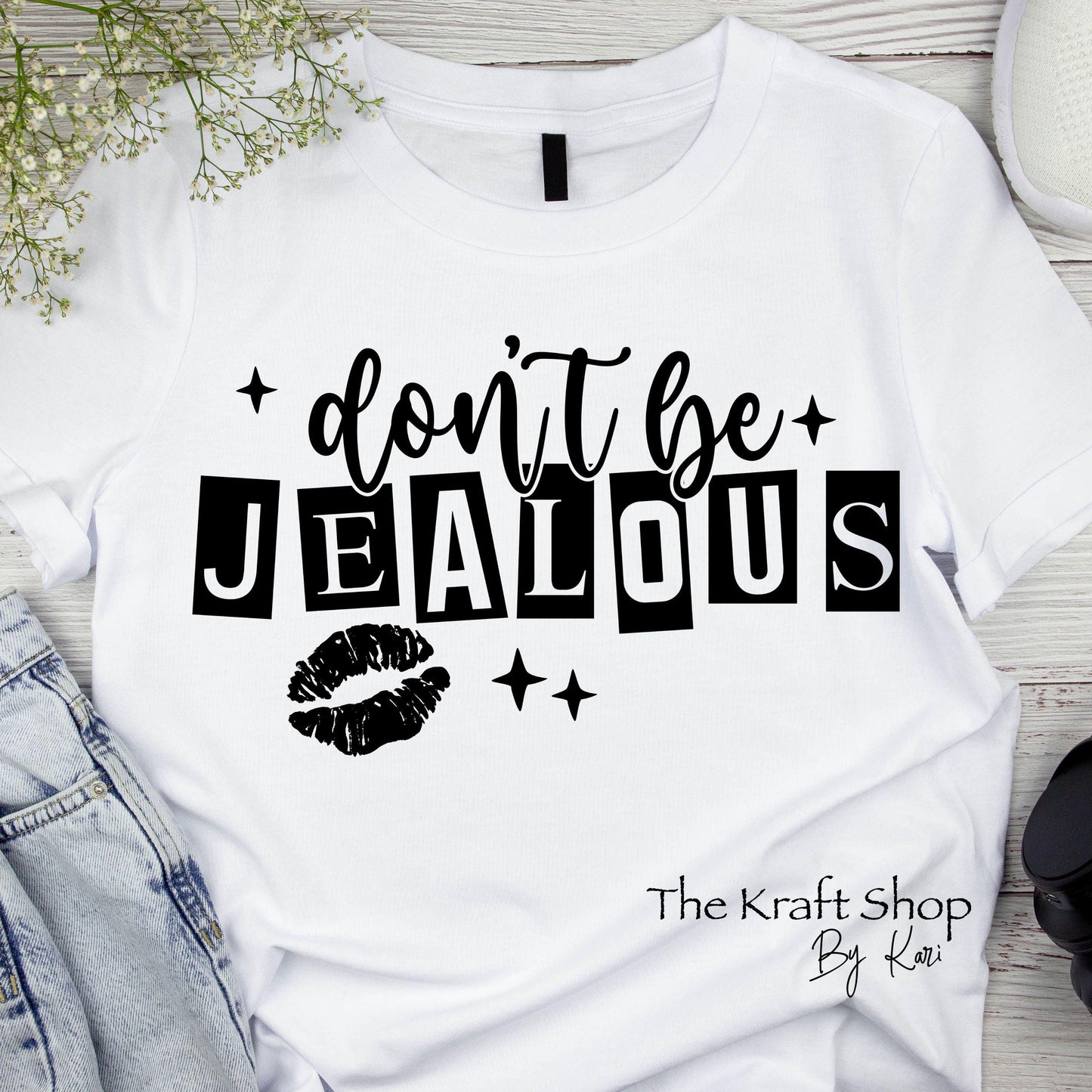 DTF ready to press transfer Don't be jealous with kiss lips shirt transfer, DTF Print#11453
