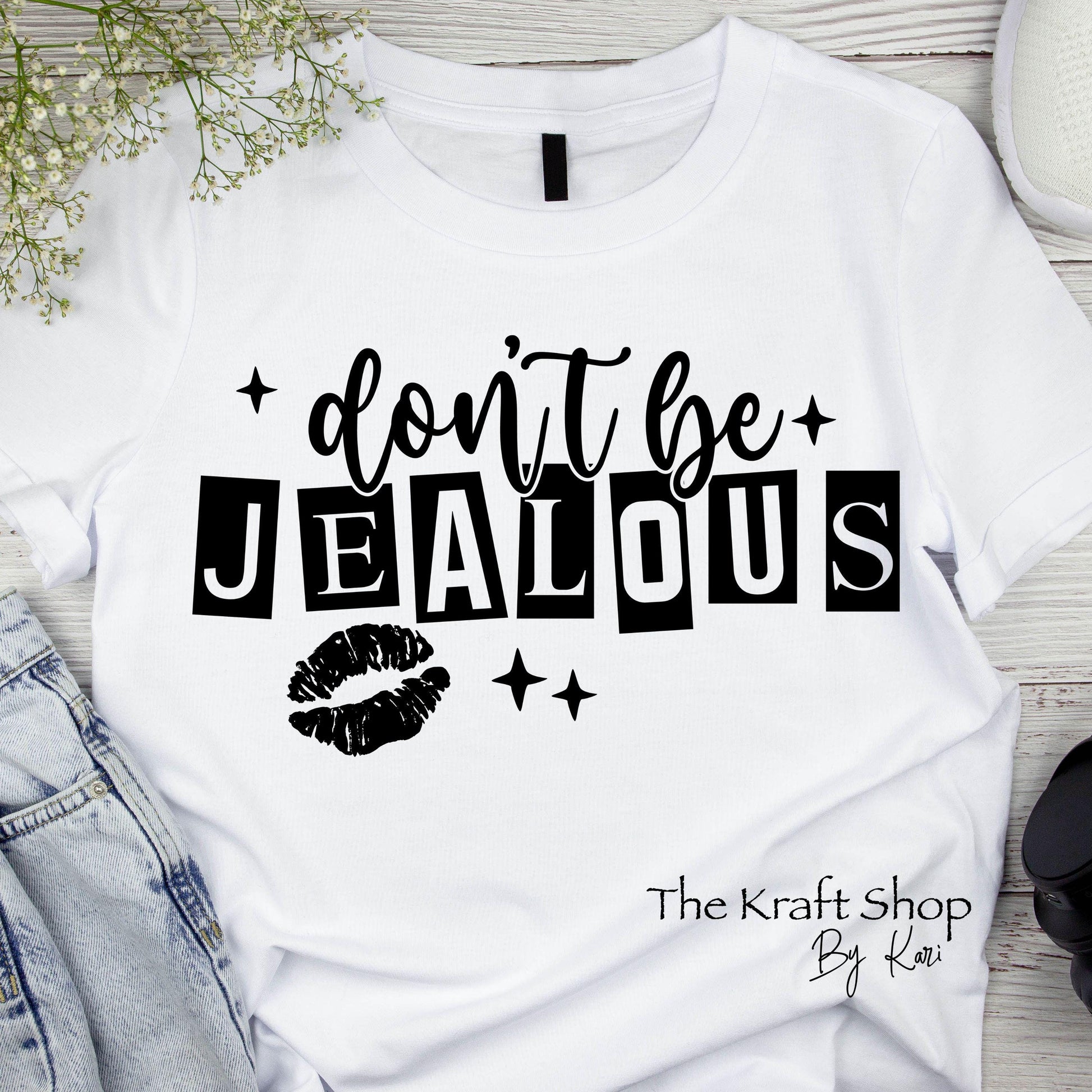 DTF ready to press transfer Don't be jealous with kiss lips shirt transfer, DTF Print#11453