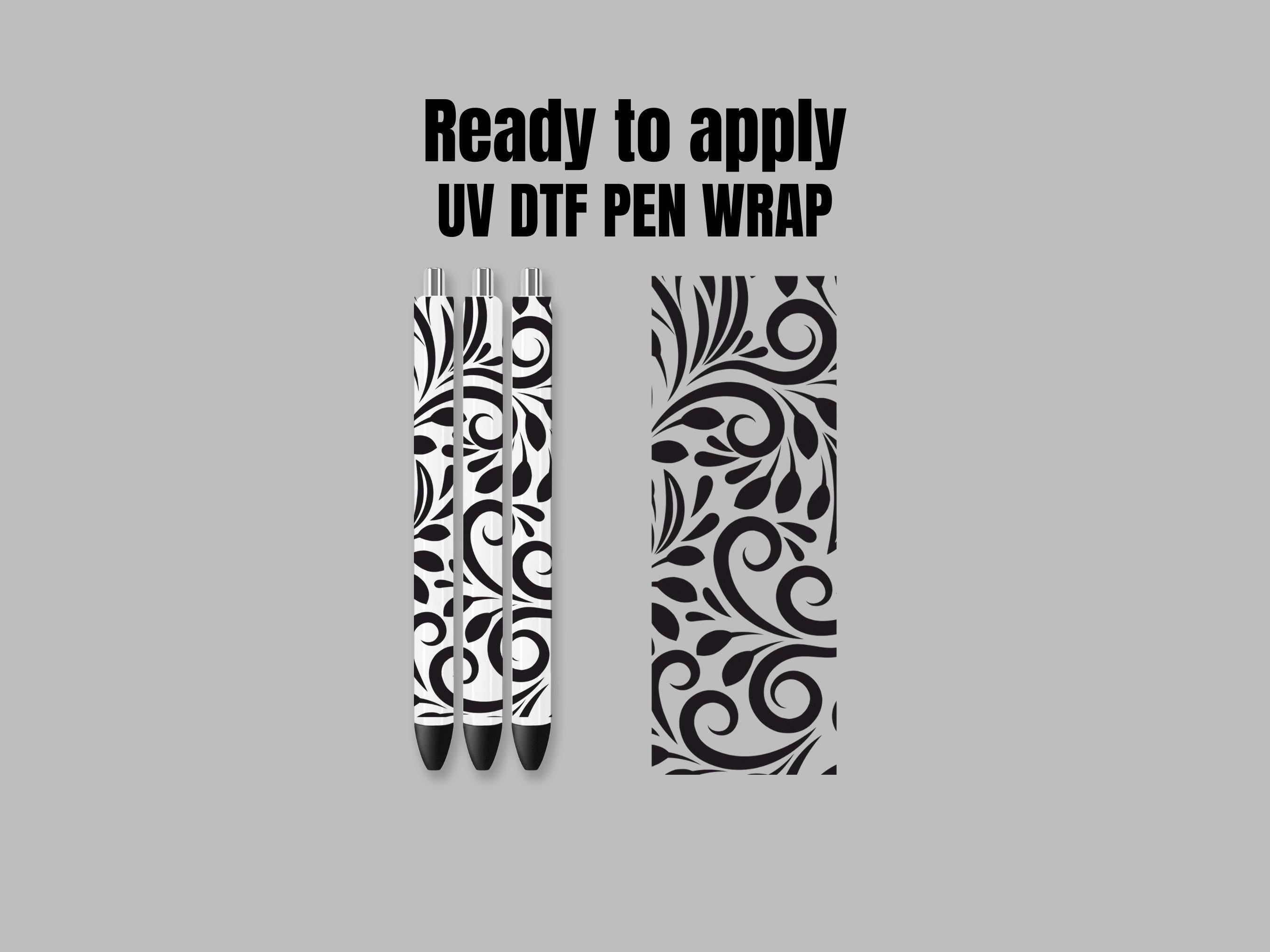 UV DTF Pen Wrap Ready To Apply Sticker Print. Swirly tooled leather wi ...