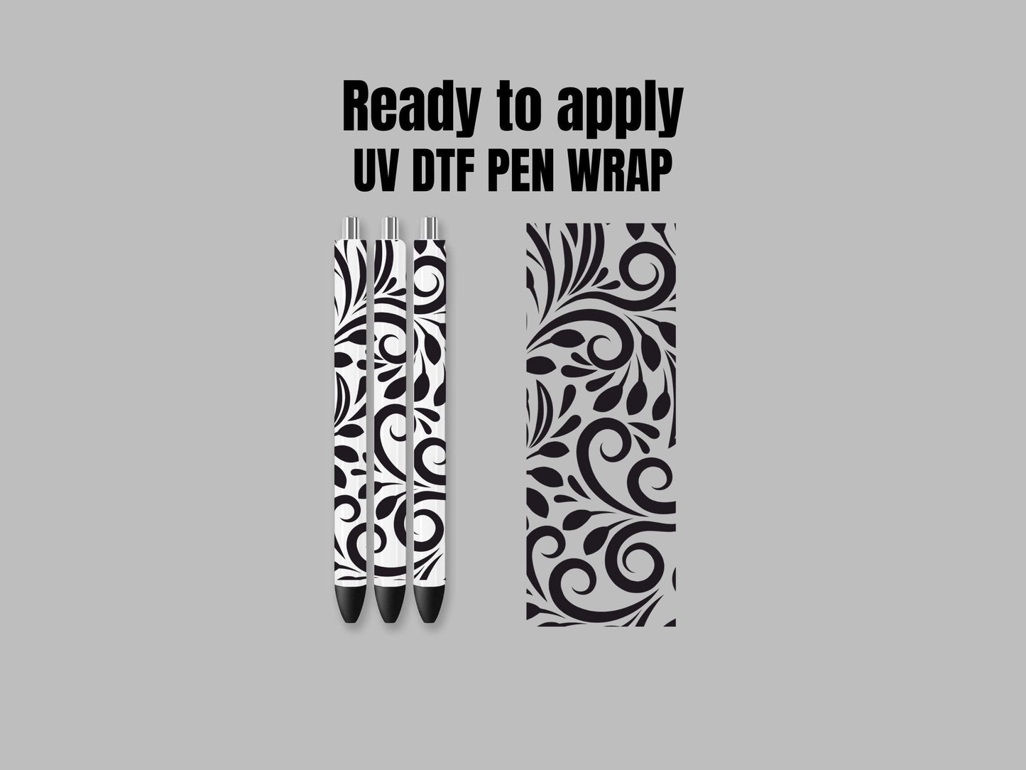UV DTF Pen Wrap Ready To Apply Sticker Print. Swirly tooled leather with transparent backing. UV Pen wrap. #8032