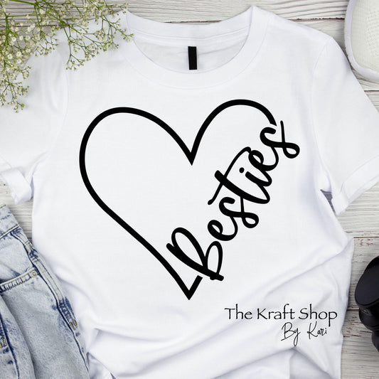 DTF ready to press transfer Besties heart sayings for best friends set of two shirt transfers, DTF Print #11460