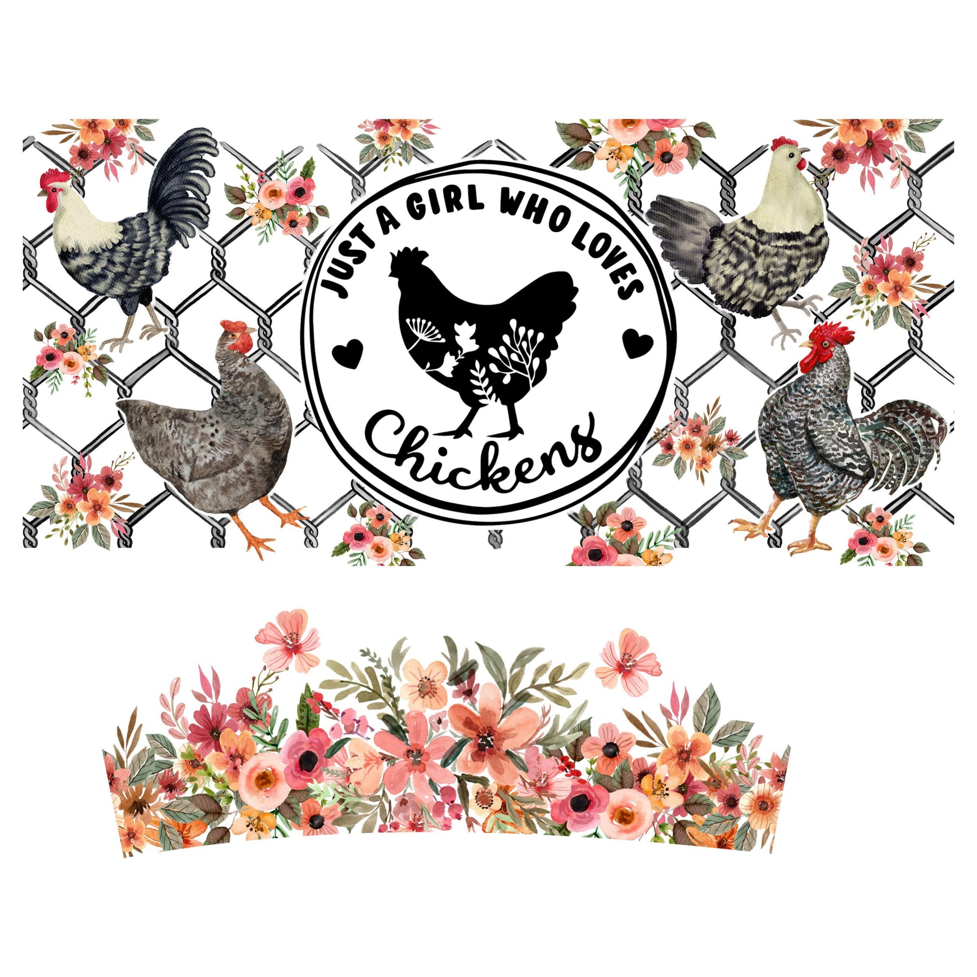 UV DTF 40 oz ready to apply Just a girl who loves chickens 40oz quencher wrap decal , UV wrap quenchers #3155