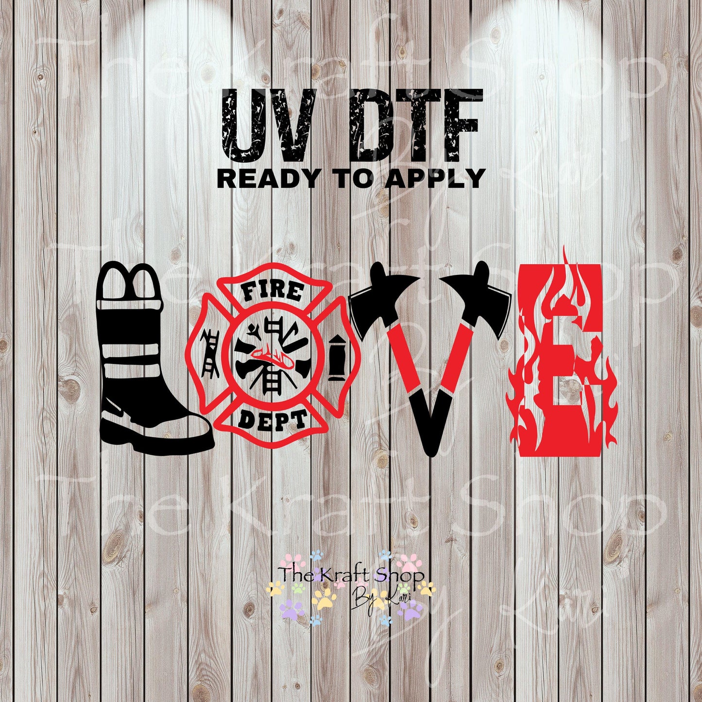 UV DTF Sticker print. Fire LOVE fireman decal permanent sticker tumbler decal #4524
