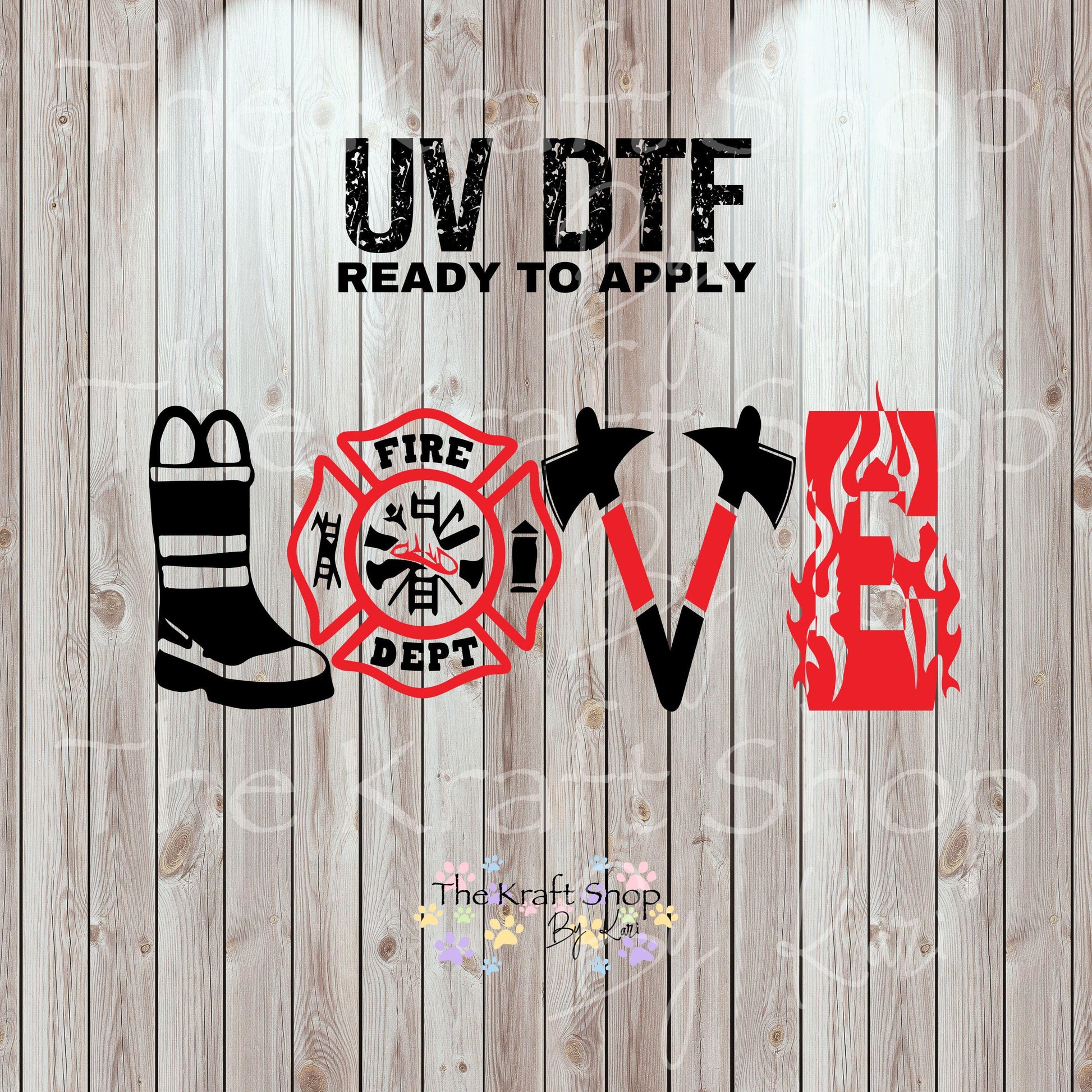 UV DTF Sticker print. Fire LOVE fireman decal permanent sticker tumbler decal #4524